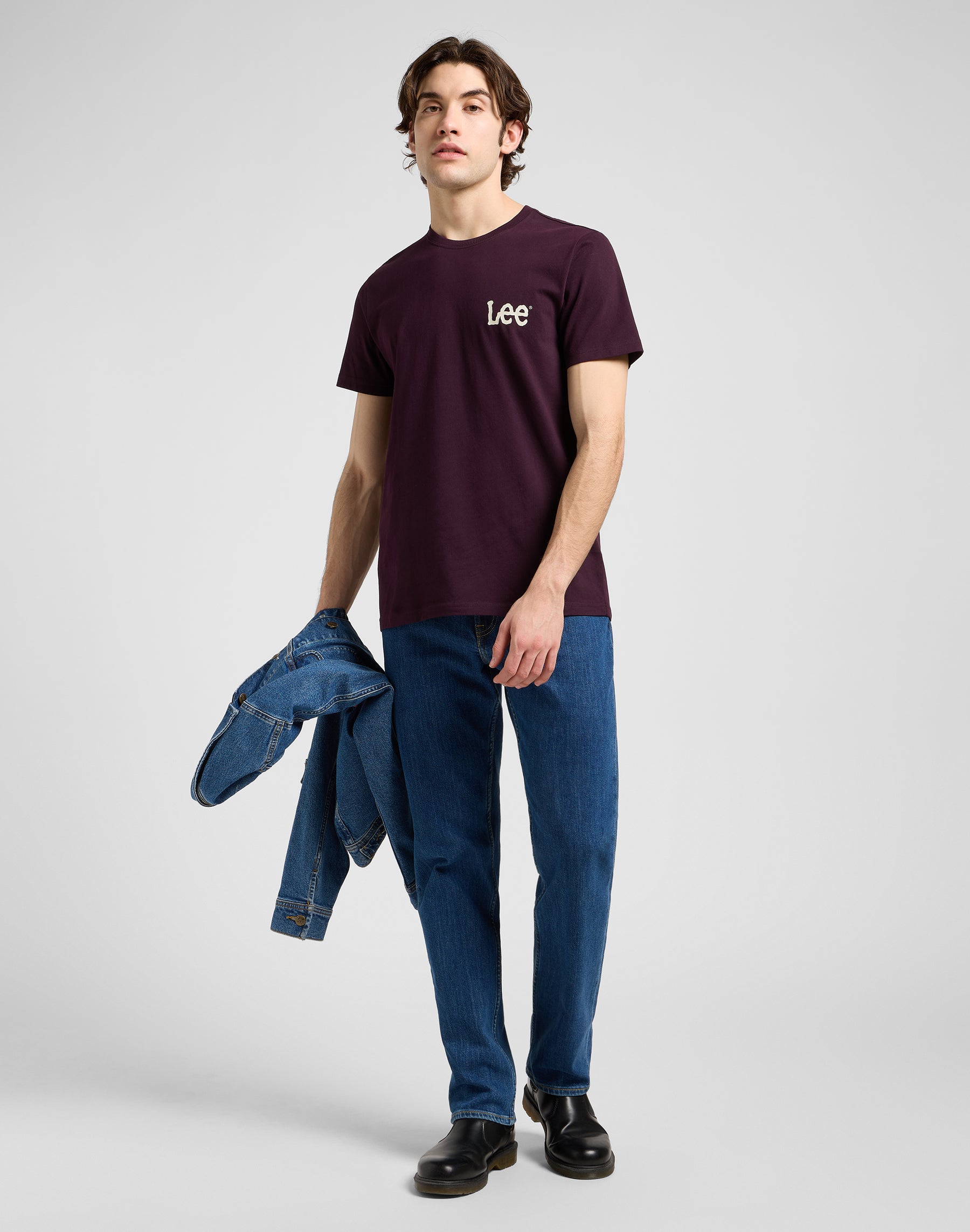 T-shirt media Wobbly Lee in vino profondo T-Shirt Lee