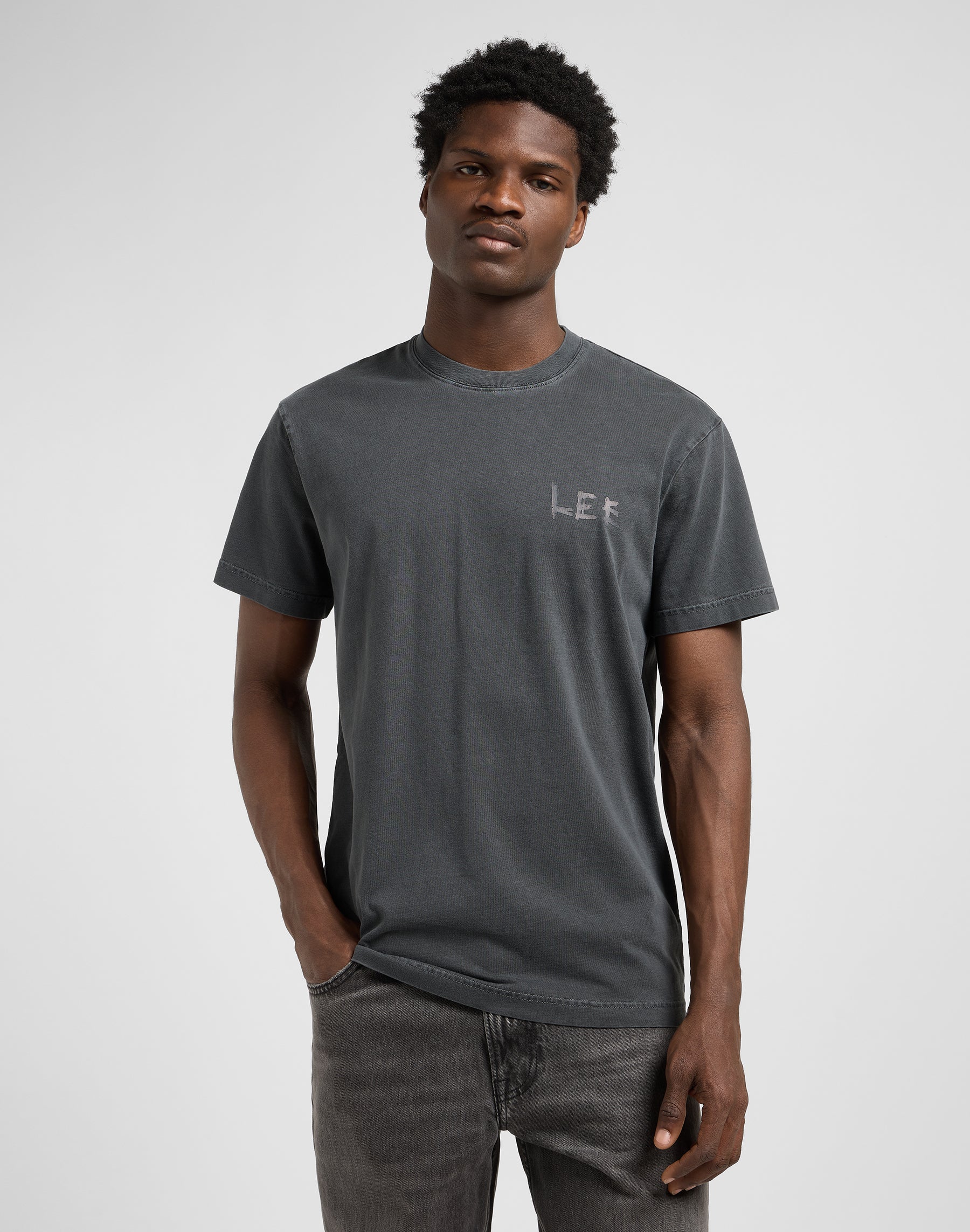 Maglietta grafica rilassata in nero lavato T-Shirt Lee