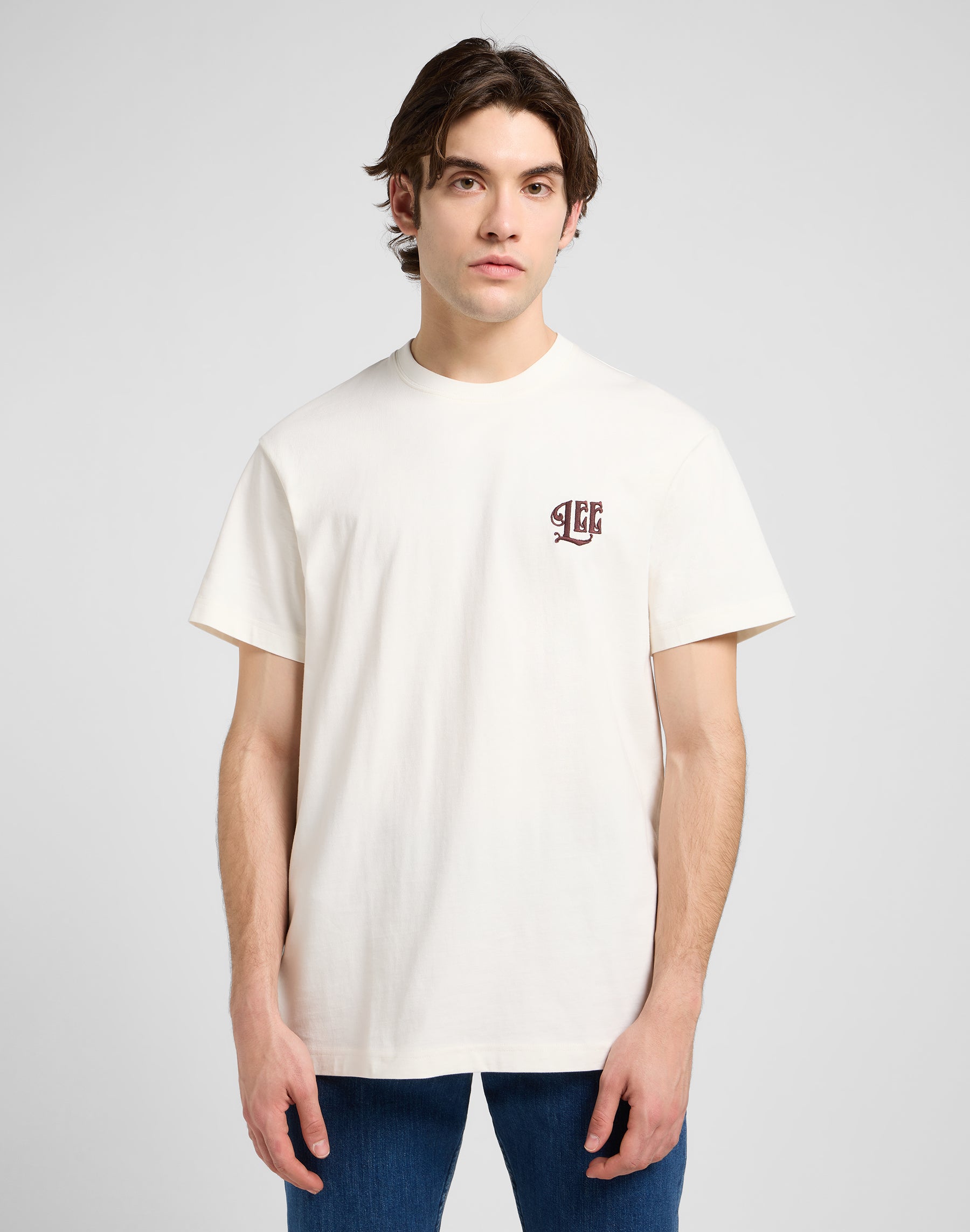 Maglietta grafica rilassata in ecru T-shirt Lee
