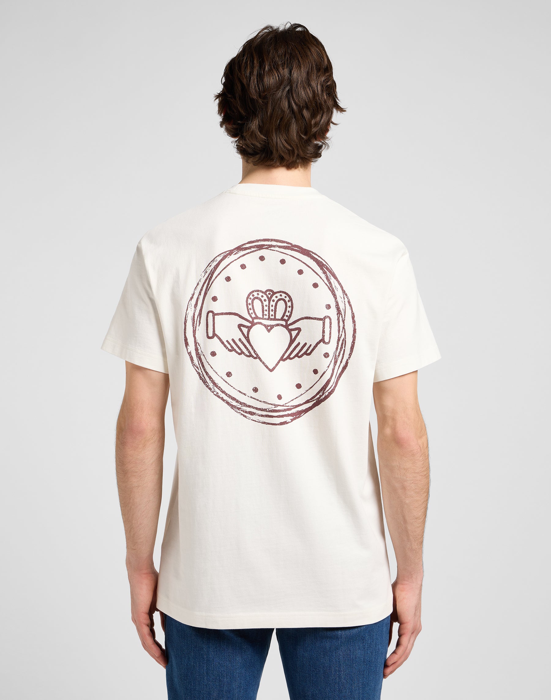 Maglietta grafica rilassata in ecru T-shirt Lee