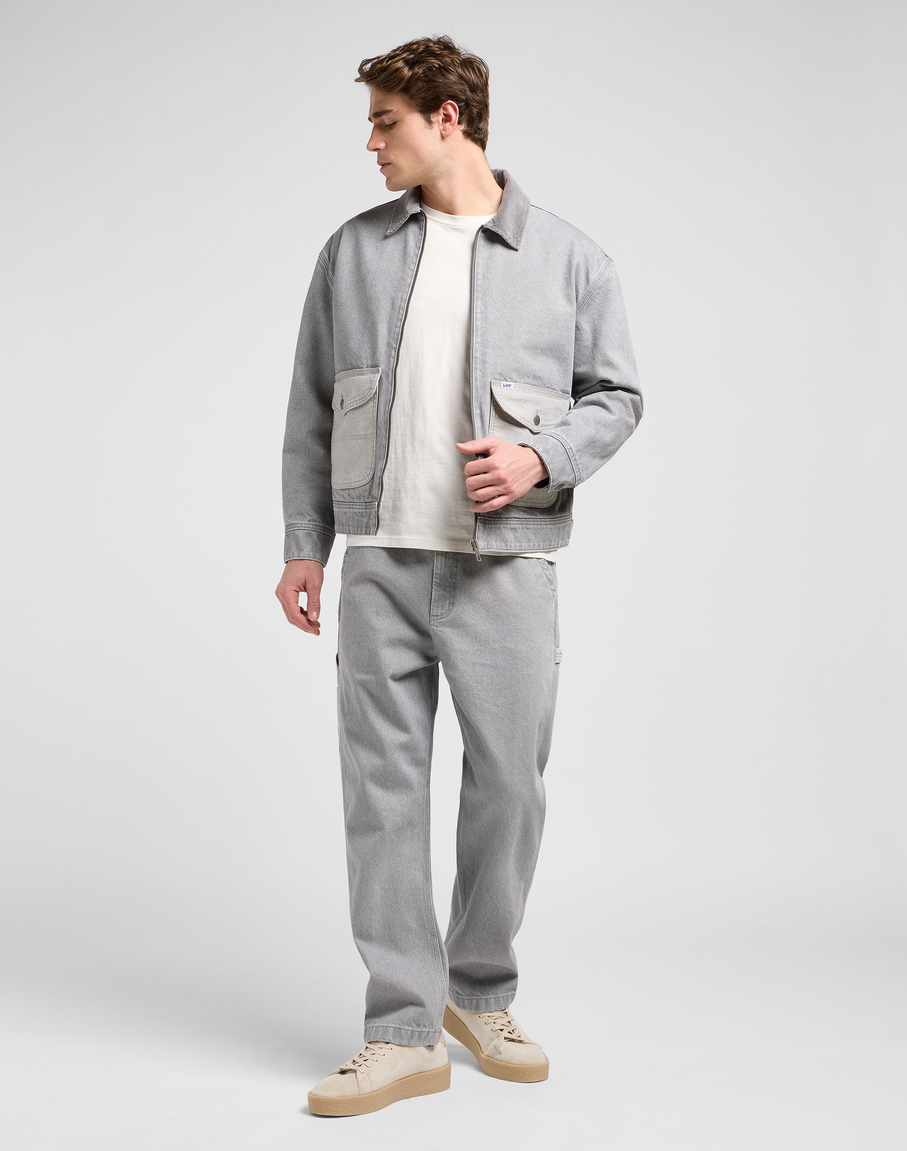 Carpentiere con strascico in jeans grigi Gemini Lee