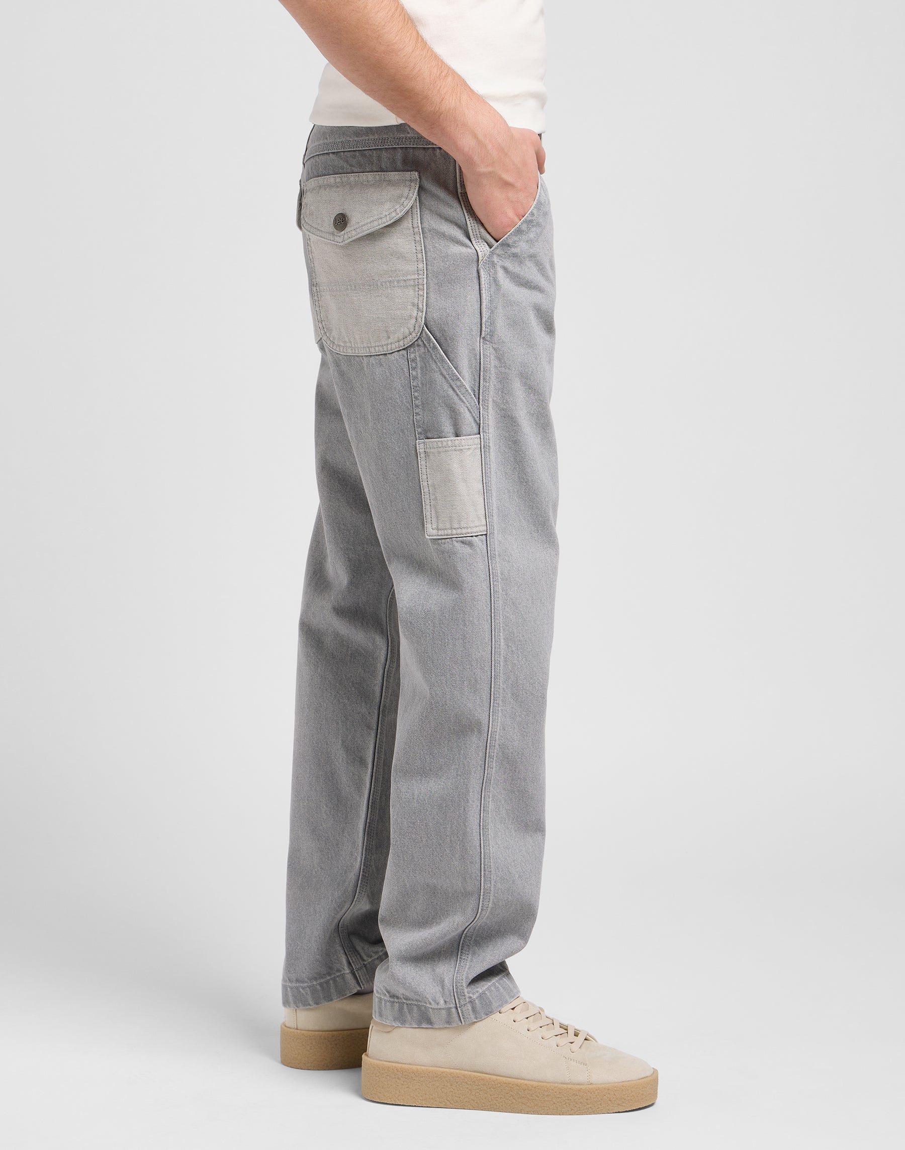 Carpentiere con strascico in jeans grigi Gemini Lee