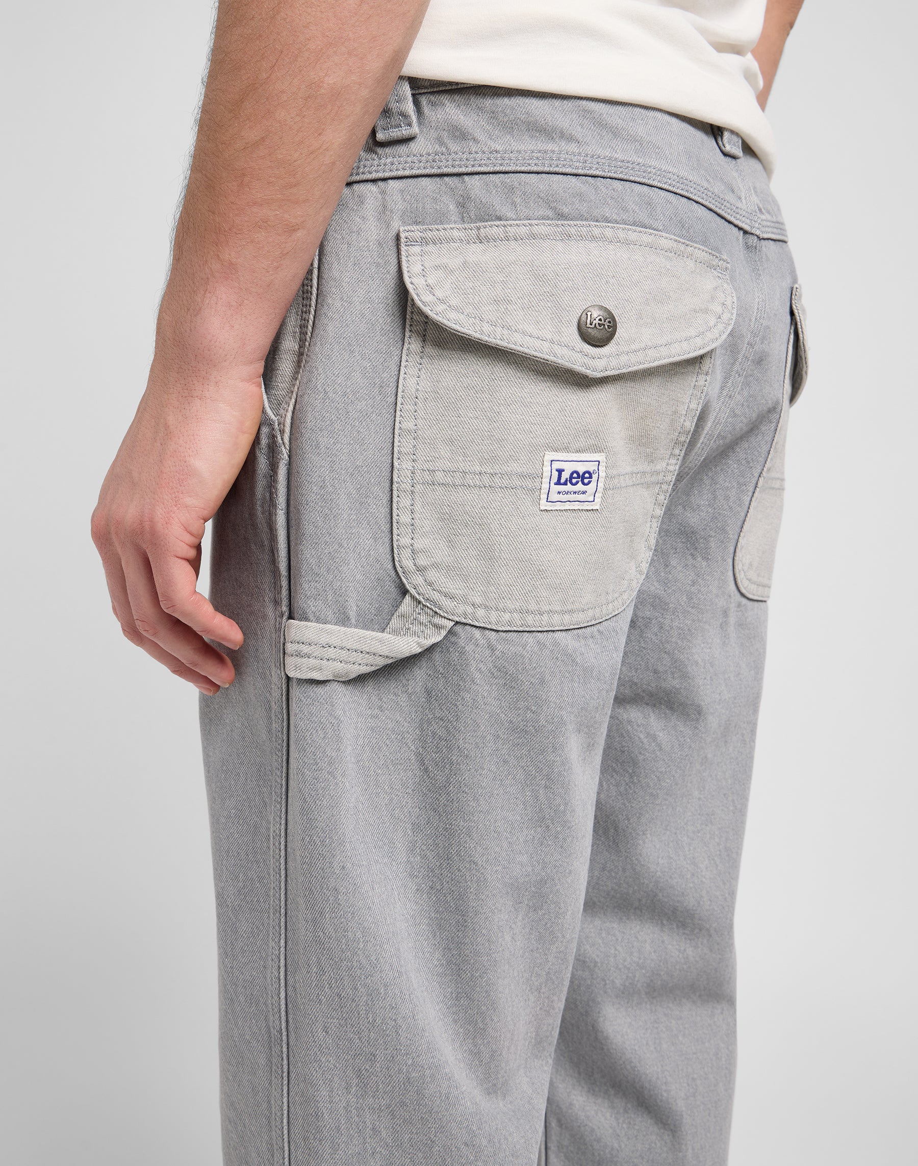 Carpentiere con strascico in jeans grigi Gemini Lee