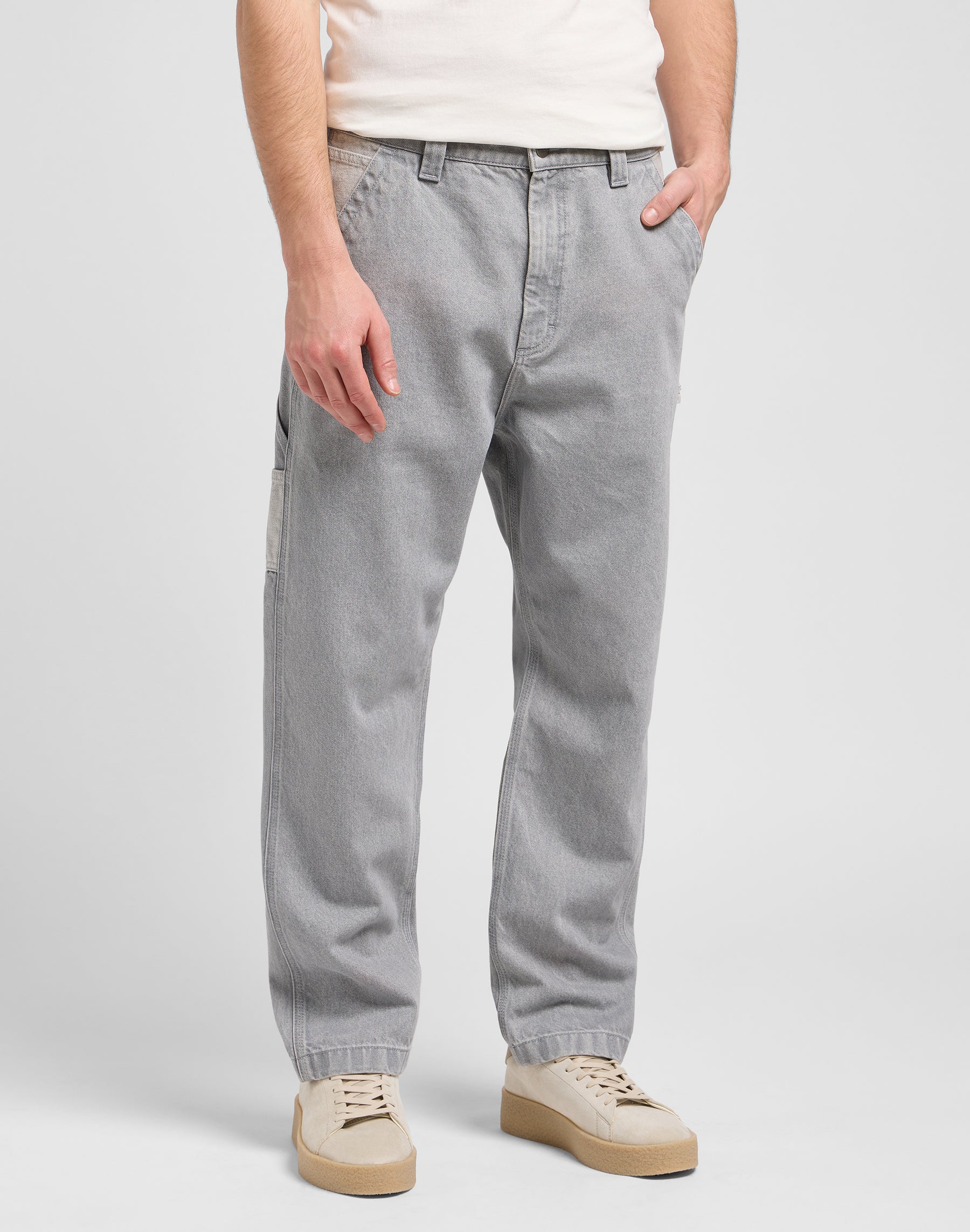 Carpentiere con strascico in jeans grigi Gemini Lee
