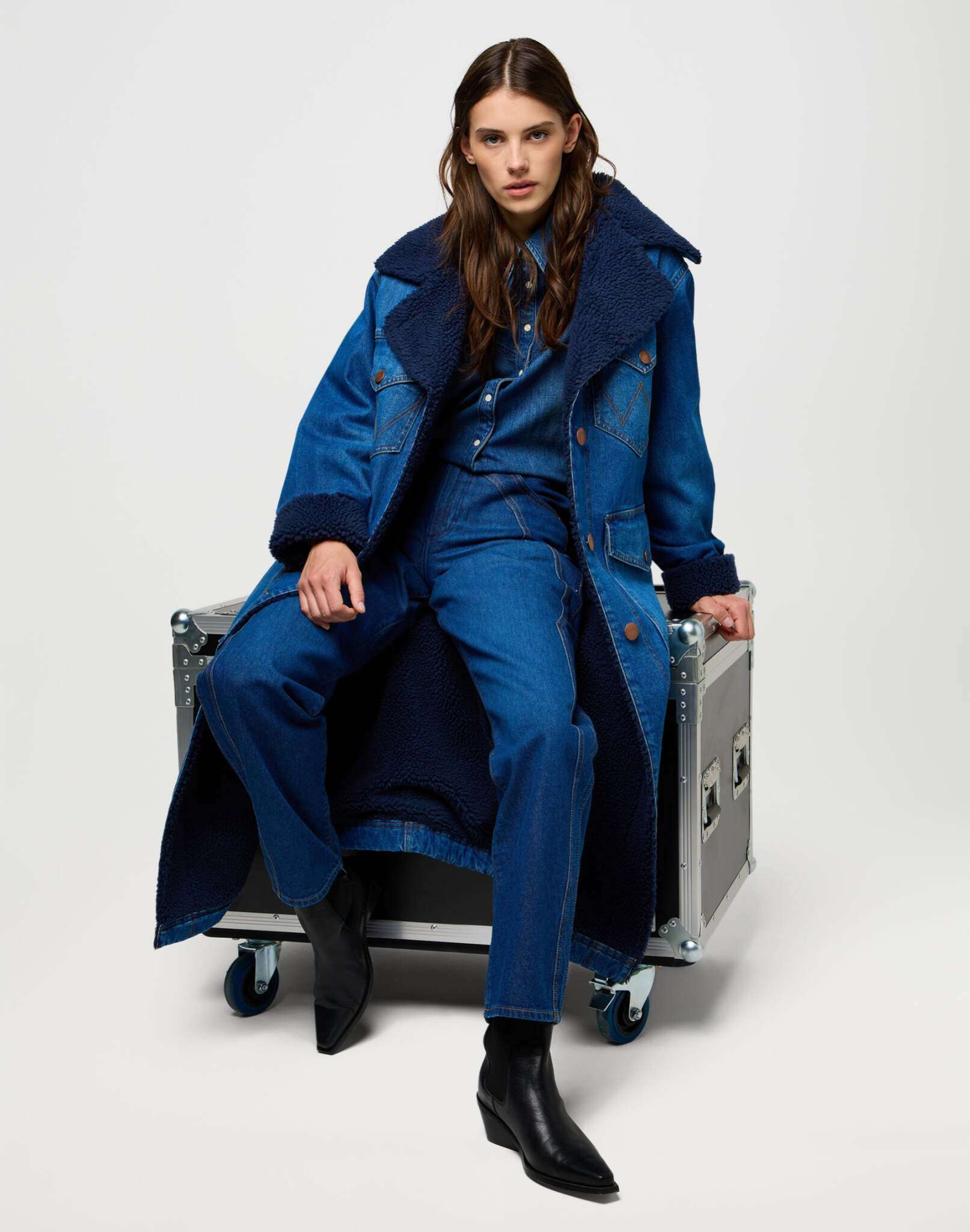 Camicia di jeans con carré in blu scintillante Camicie Wrangler