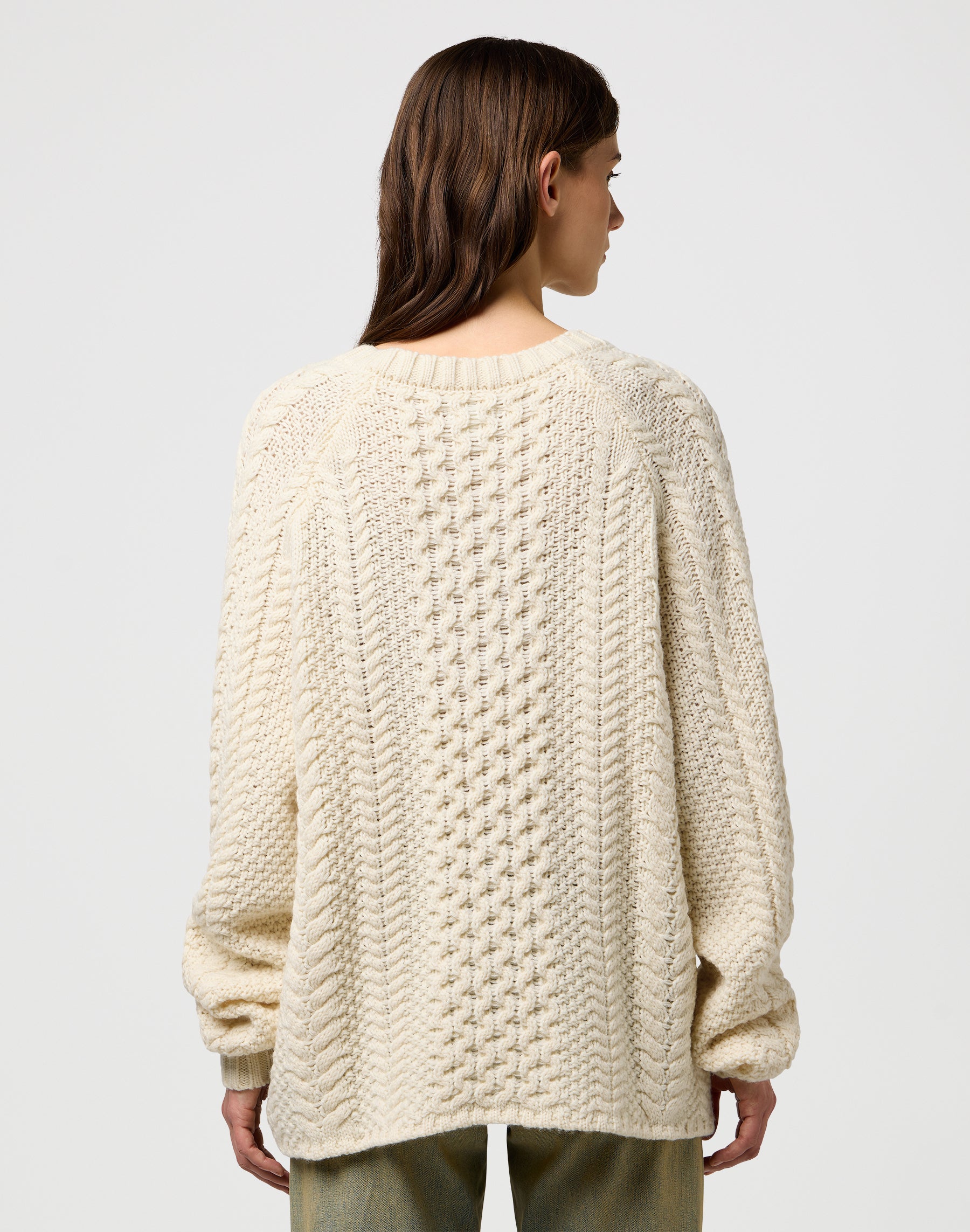 Maglia con collo a V in Avorio Maglioni Wrangler