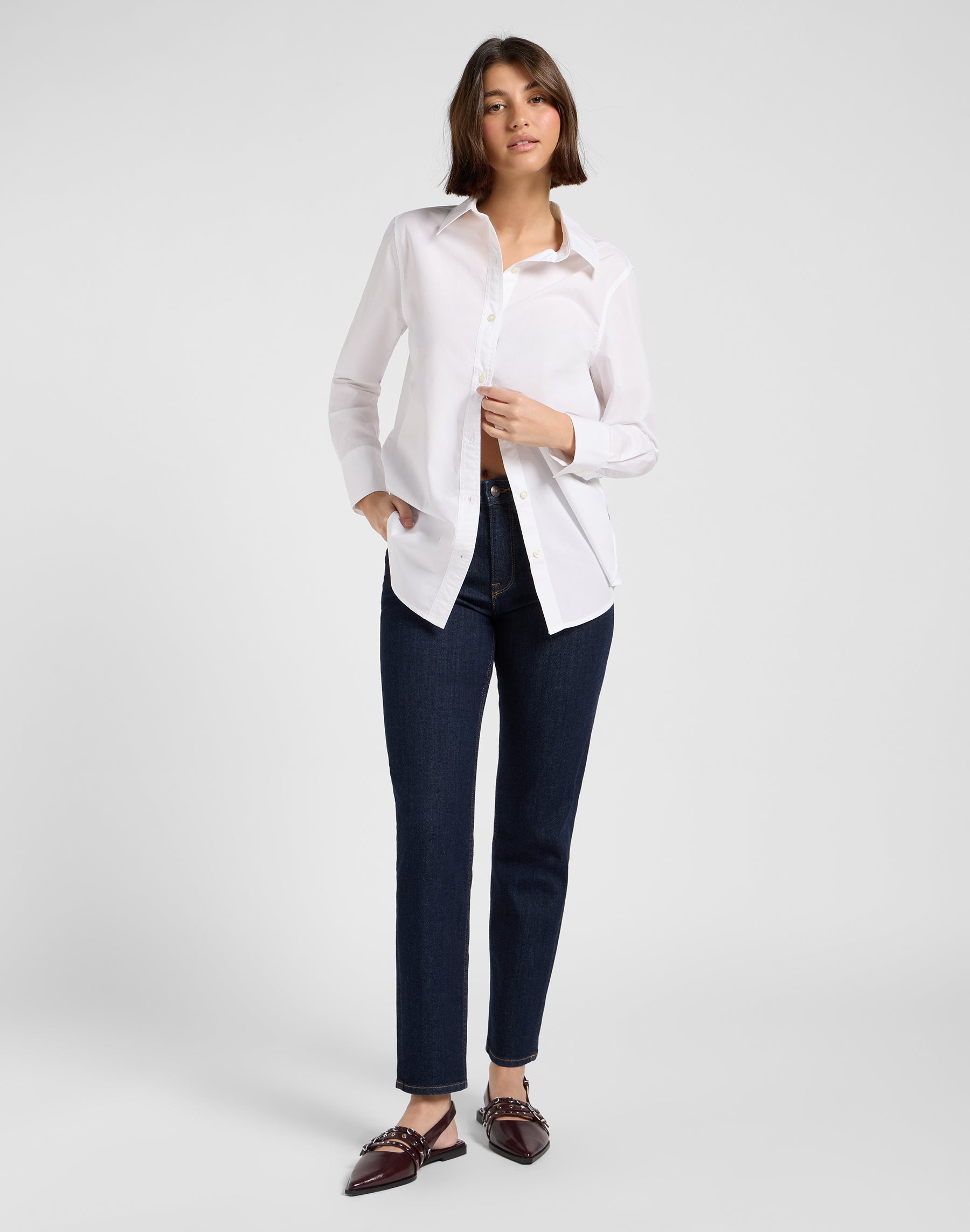 Camicia classica in bianco brillante Camicie Lee