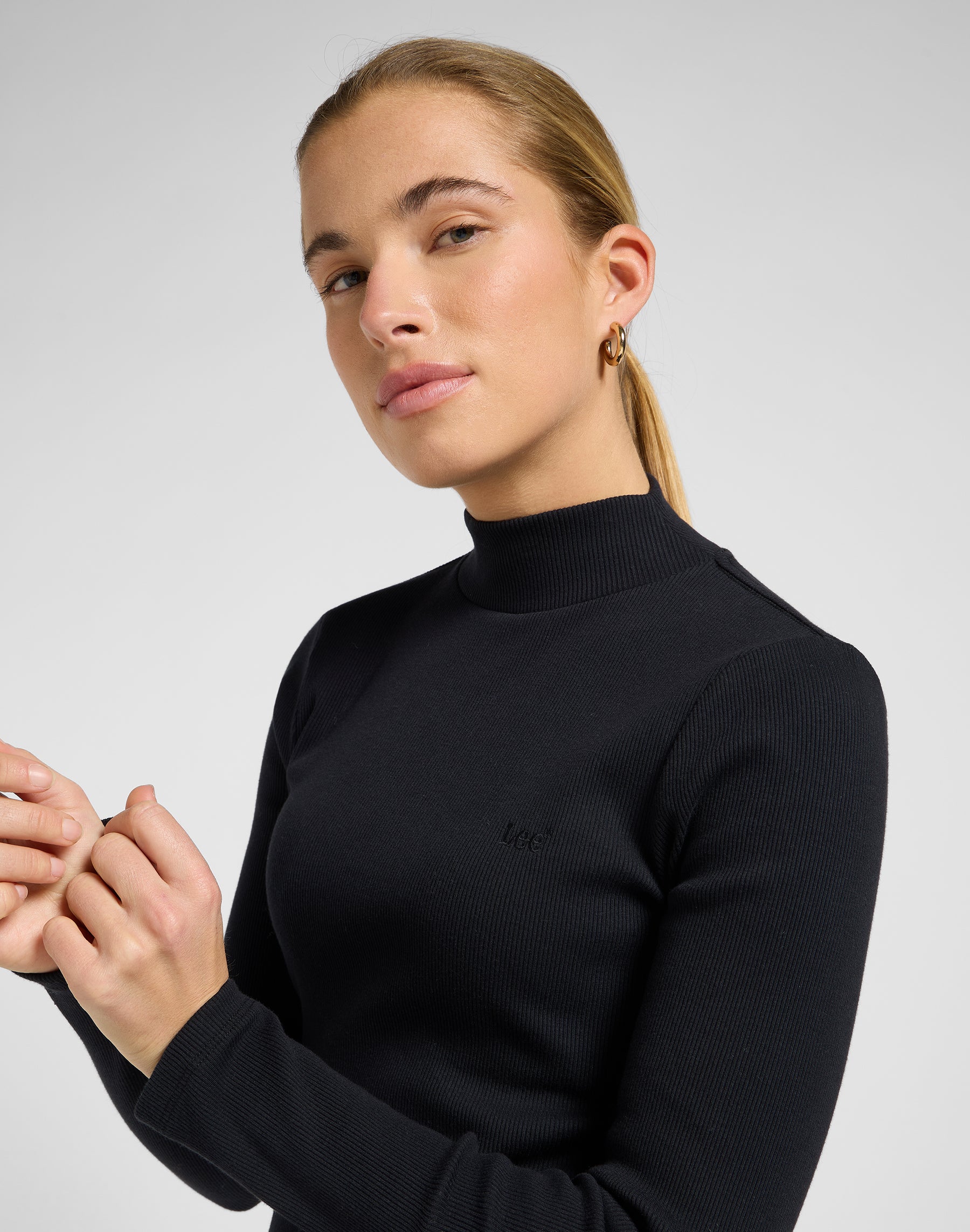 Collo a lupetto in nero Magliette Lee