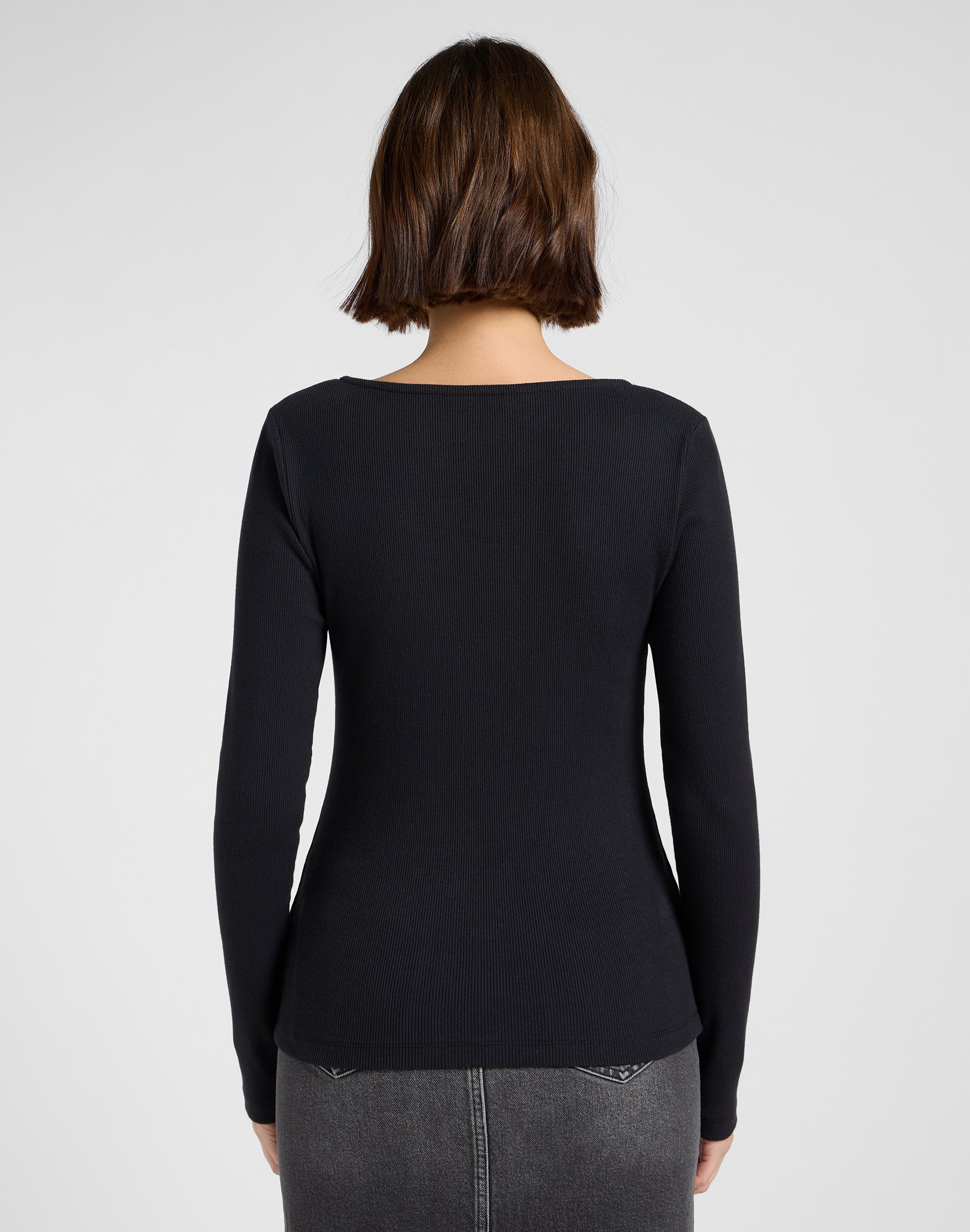 Ls Collo Quadrato in Nero Magliette Lee