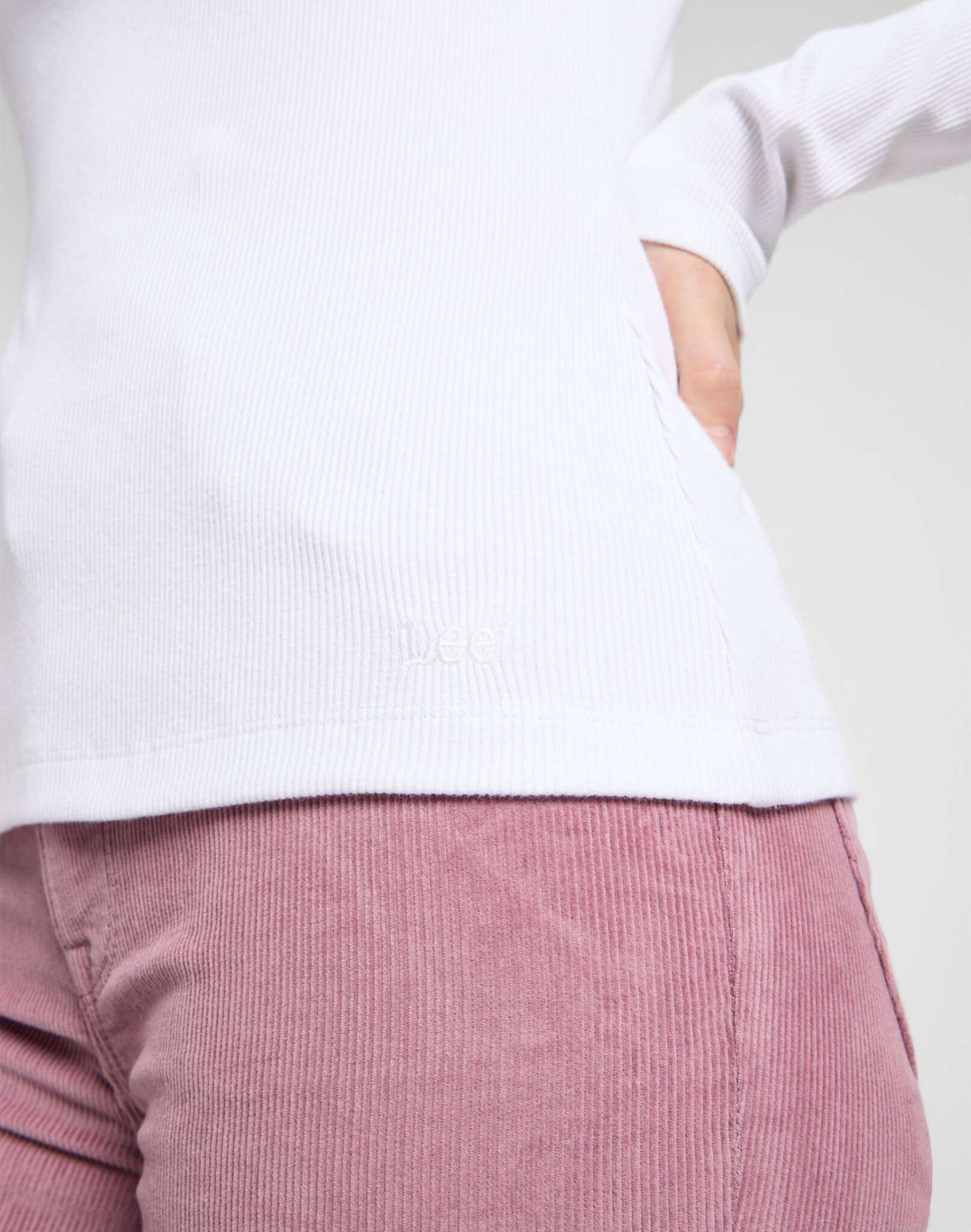 Ls Scollo Quadrato in Bianco Brillante Magliette Lee