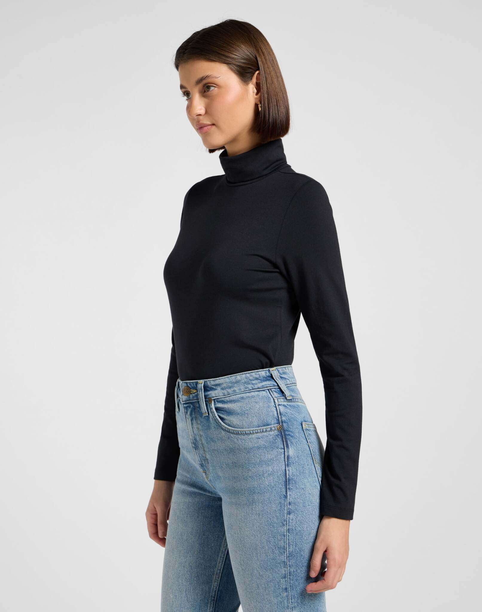 Ls Turtle Neck in Unionall Nero Magliette Lee