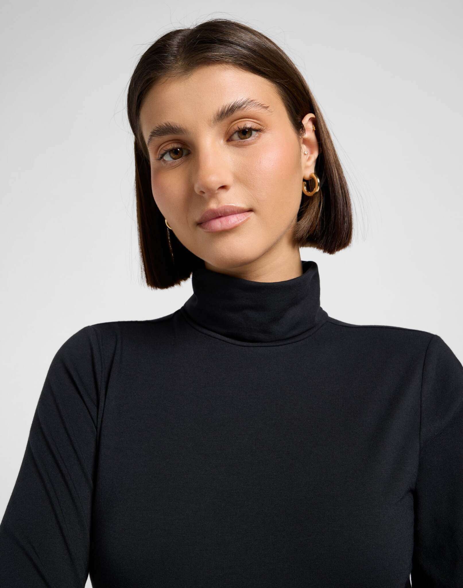 Ls Turtle Neck in Unionall Nero Magliette Lee