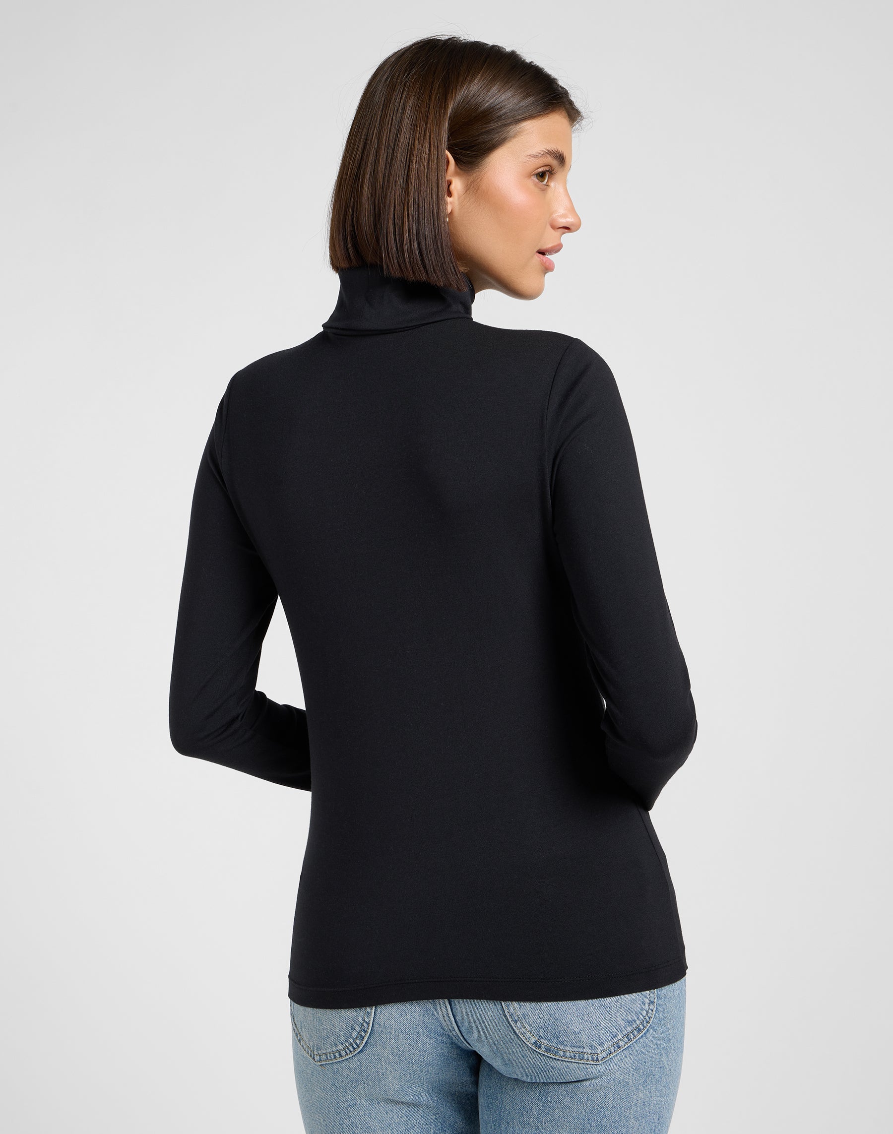 Ls Turtle Neck in Unionall Nero Magliette Lee