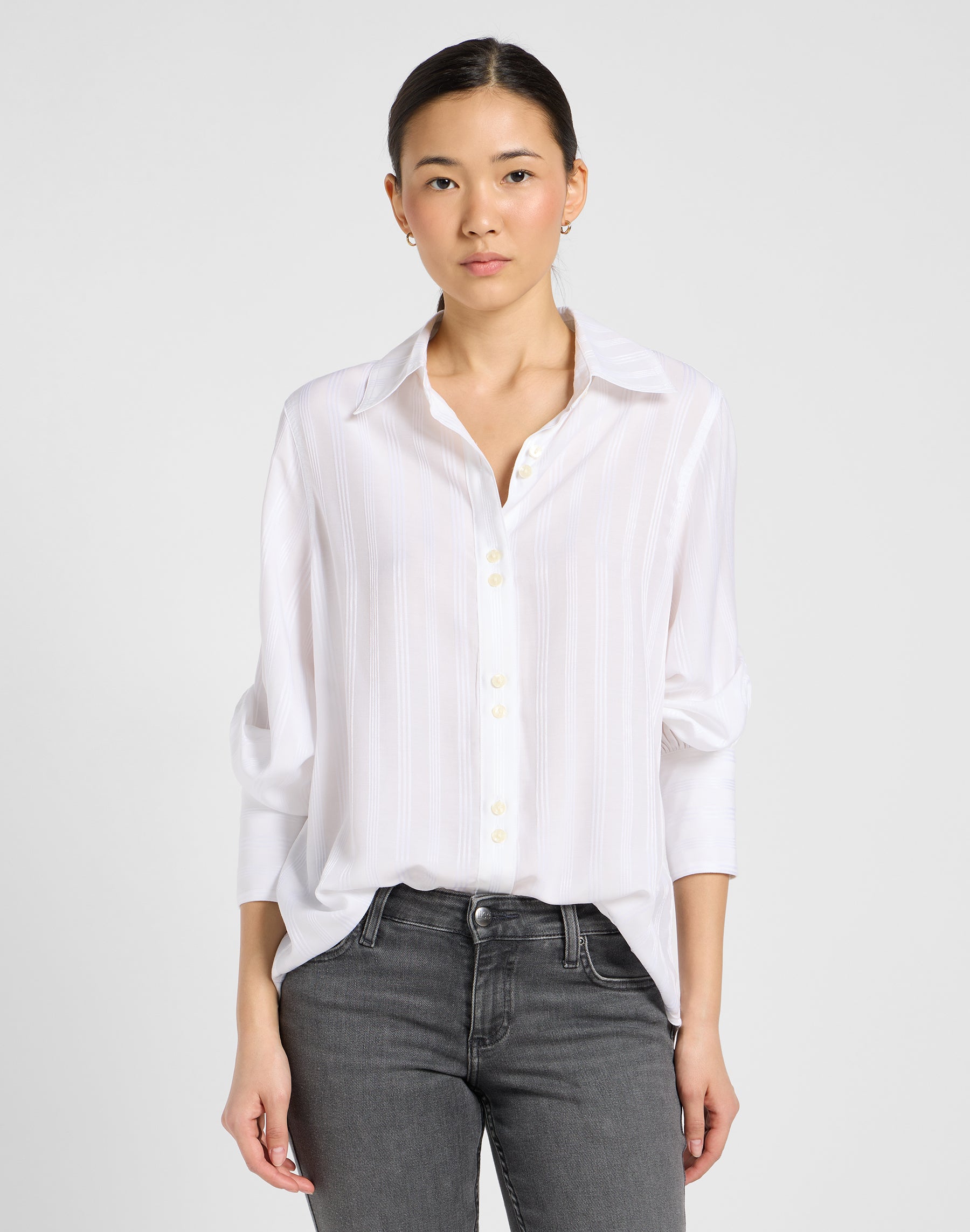 Camicia con maniche a palloncino in bianco brillante Camicie Lee