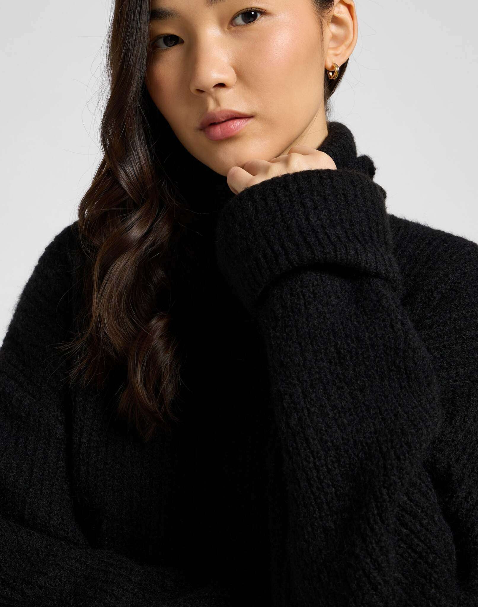 Collo di tartaruga a polsino largo in Unionall Nero Maglioni Lee