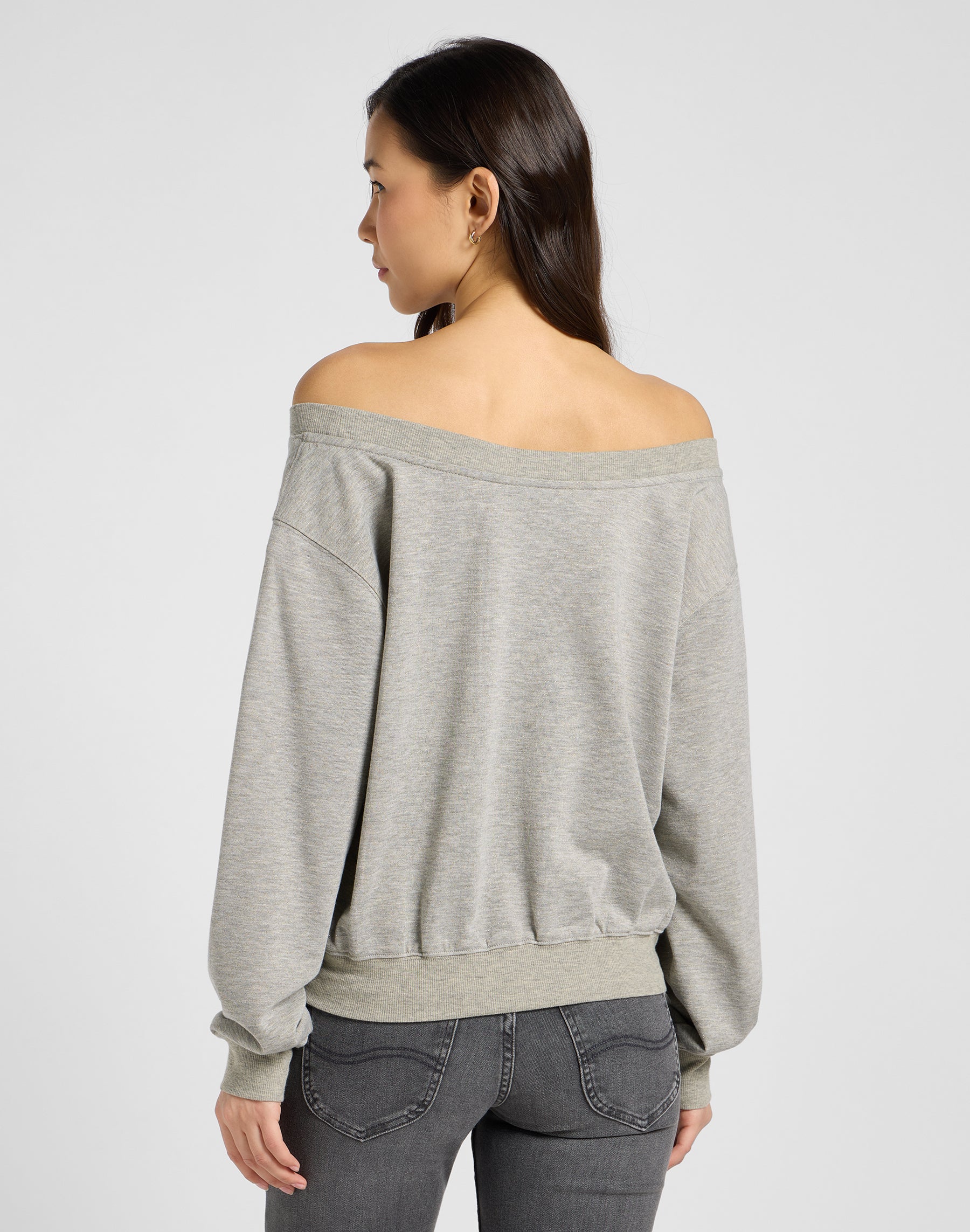 Felpe Off Shoulder Sws in Grey Heather Lee