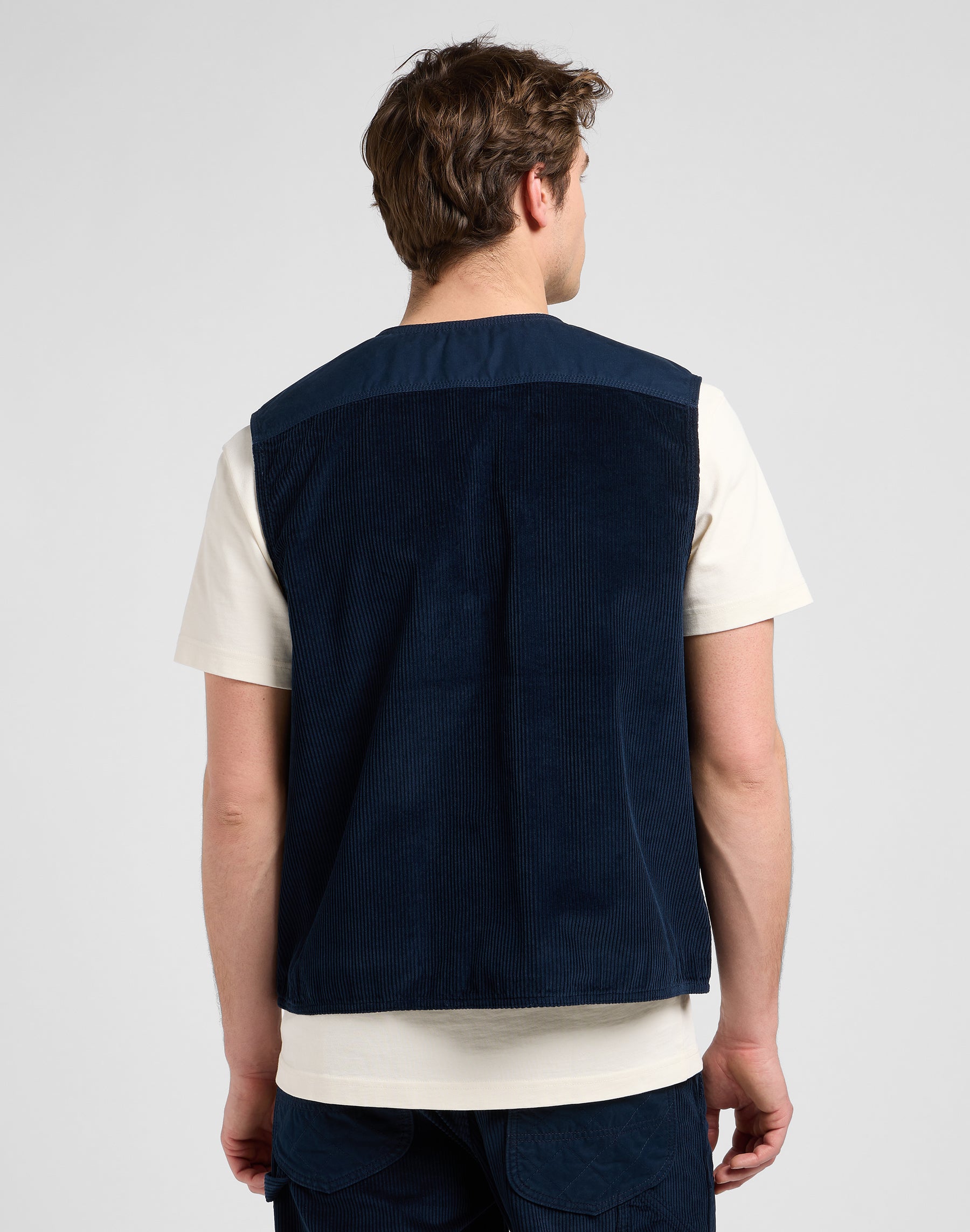 Gilet Ww a mediazione mista in giacche rivettate Navy Lee