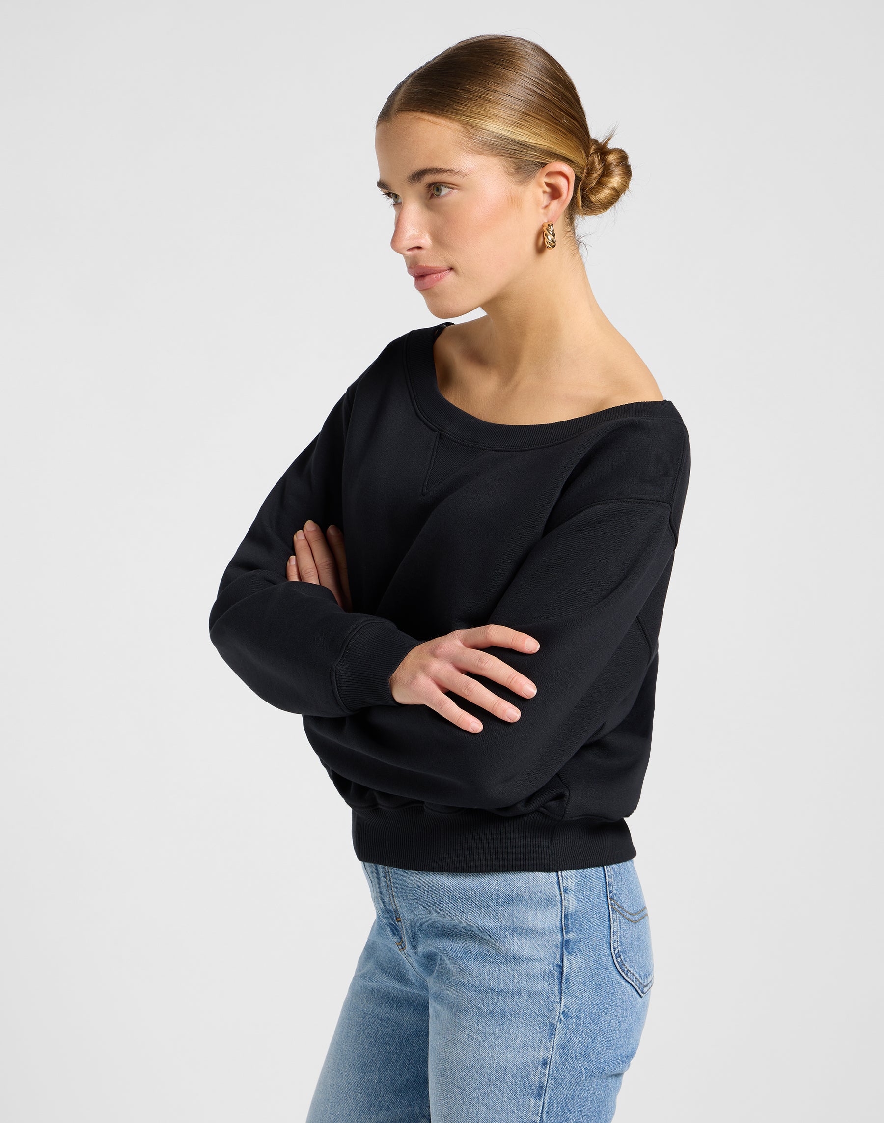 Felpe Off Shoulder Sws in Unionall Nero Lee