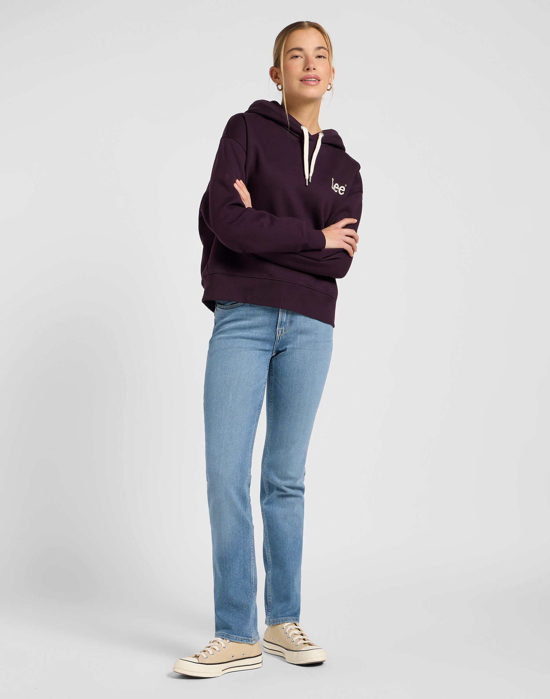 Felpa con cappuccio Essential in Deep Wine Hoodie Lee