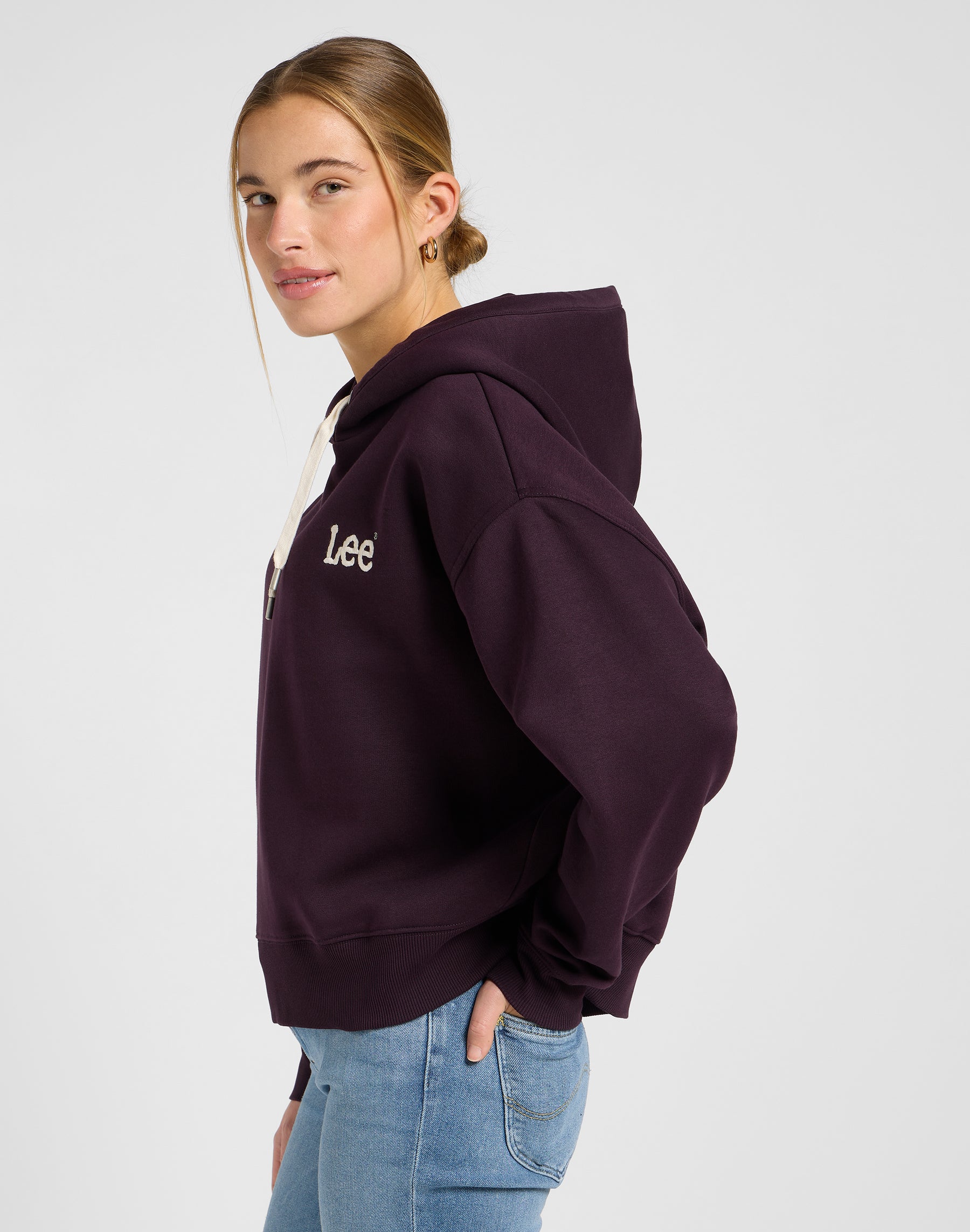 Felpa con cappuccio Essential in Deep Wine Hoodie Lee