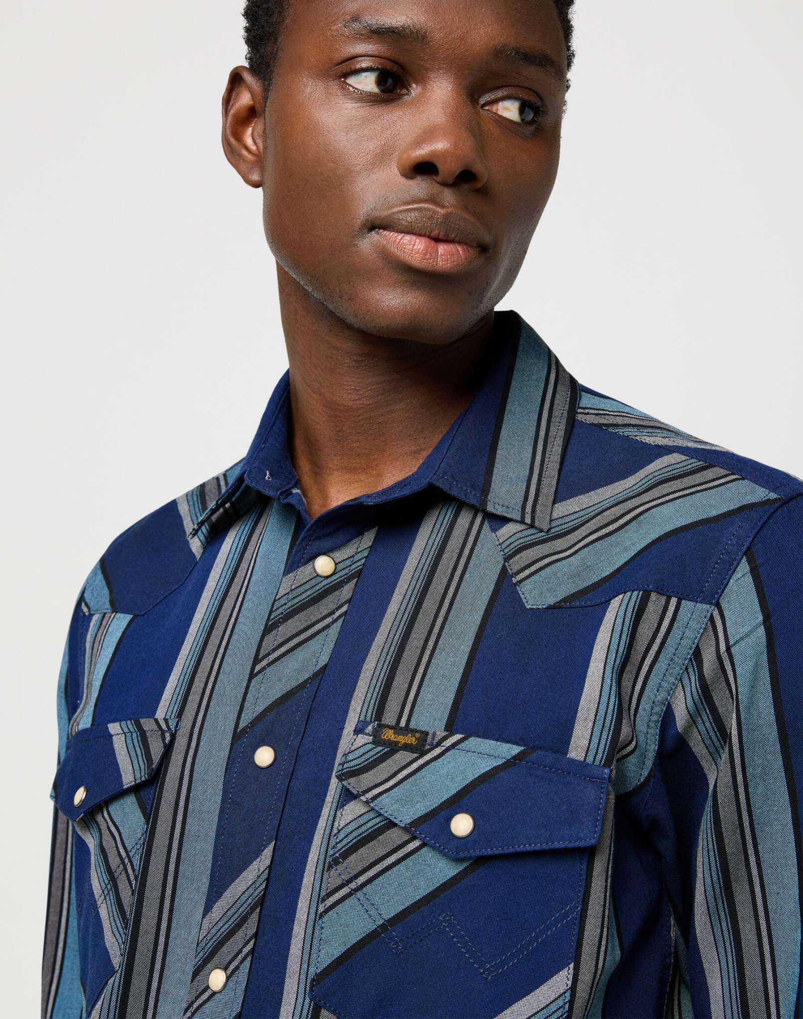Camicia Western Indigo in camicie blu vintage Wrangler