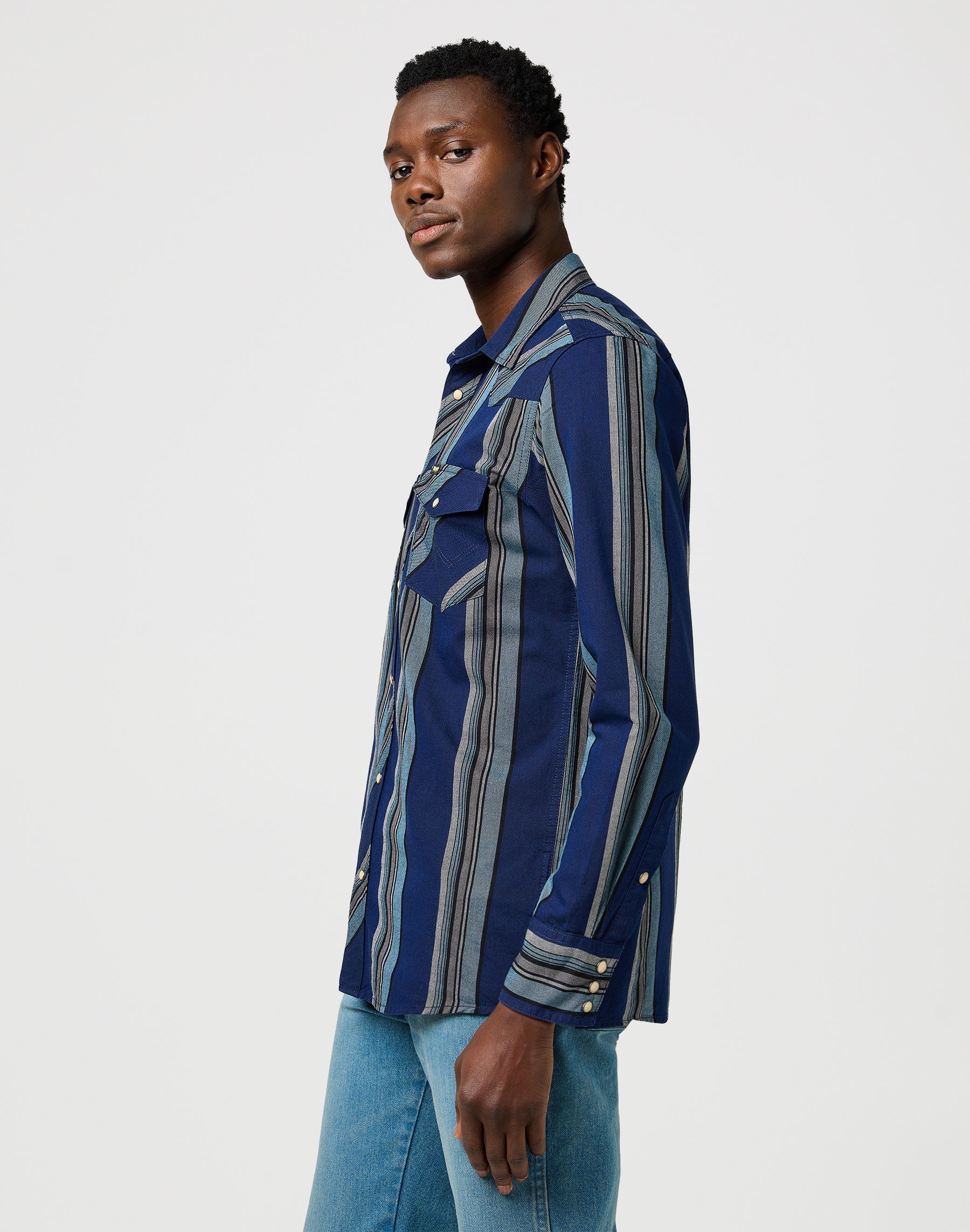 Camicia Western Indigo in camicie blu vintage Wrangler