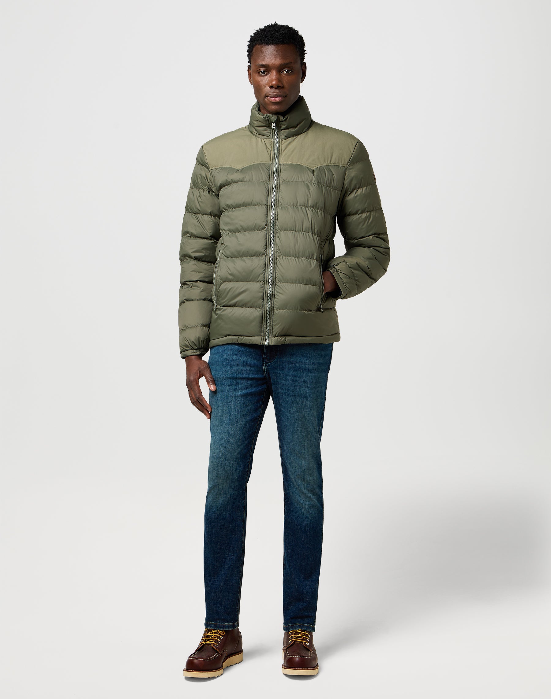Puffer impacchettabile in Dusty Olive Giacche Wrangler
