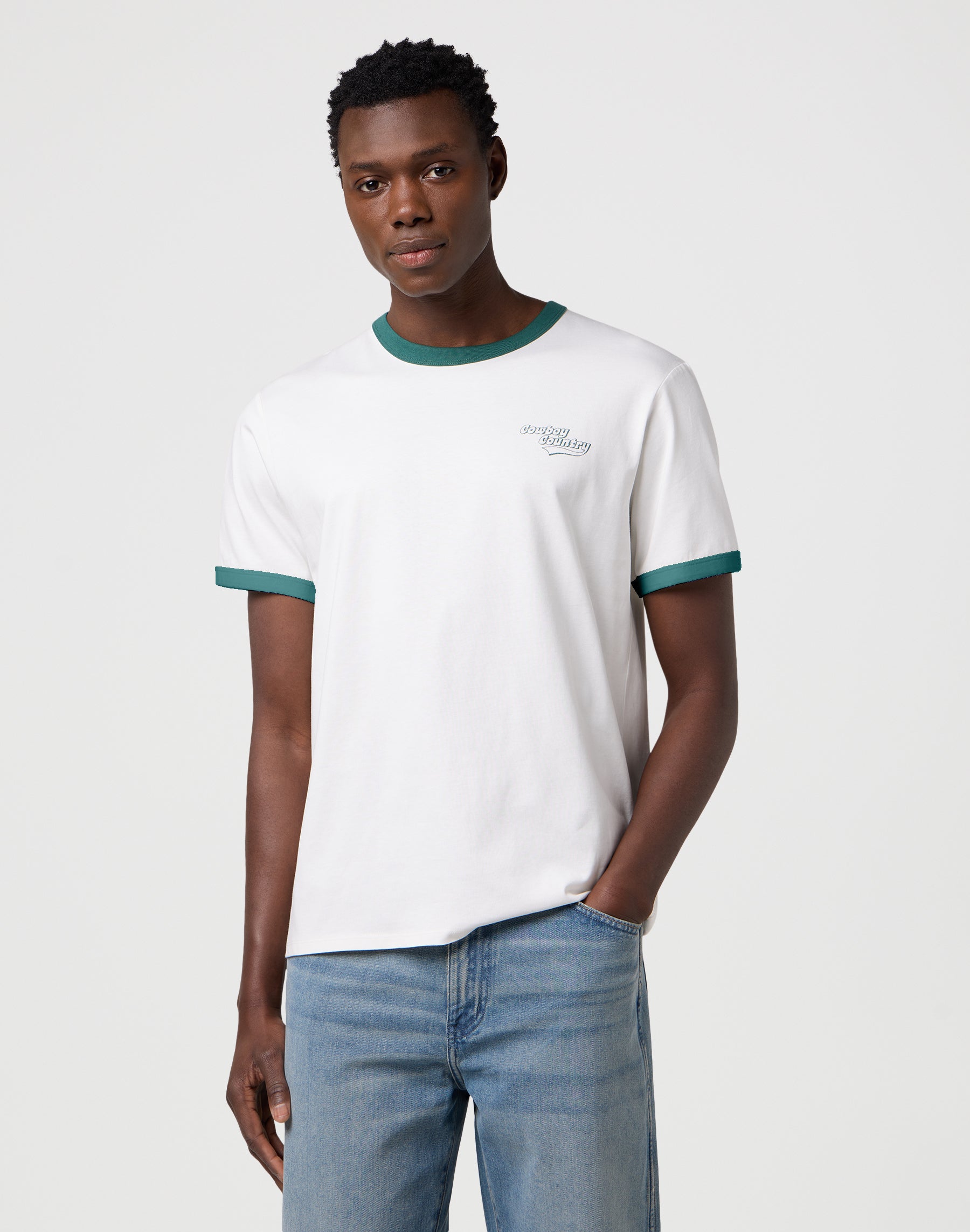 Maglietta Ringer in Bianco Usato Magliette Wrangler