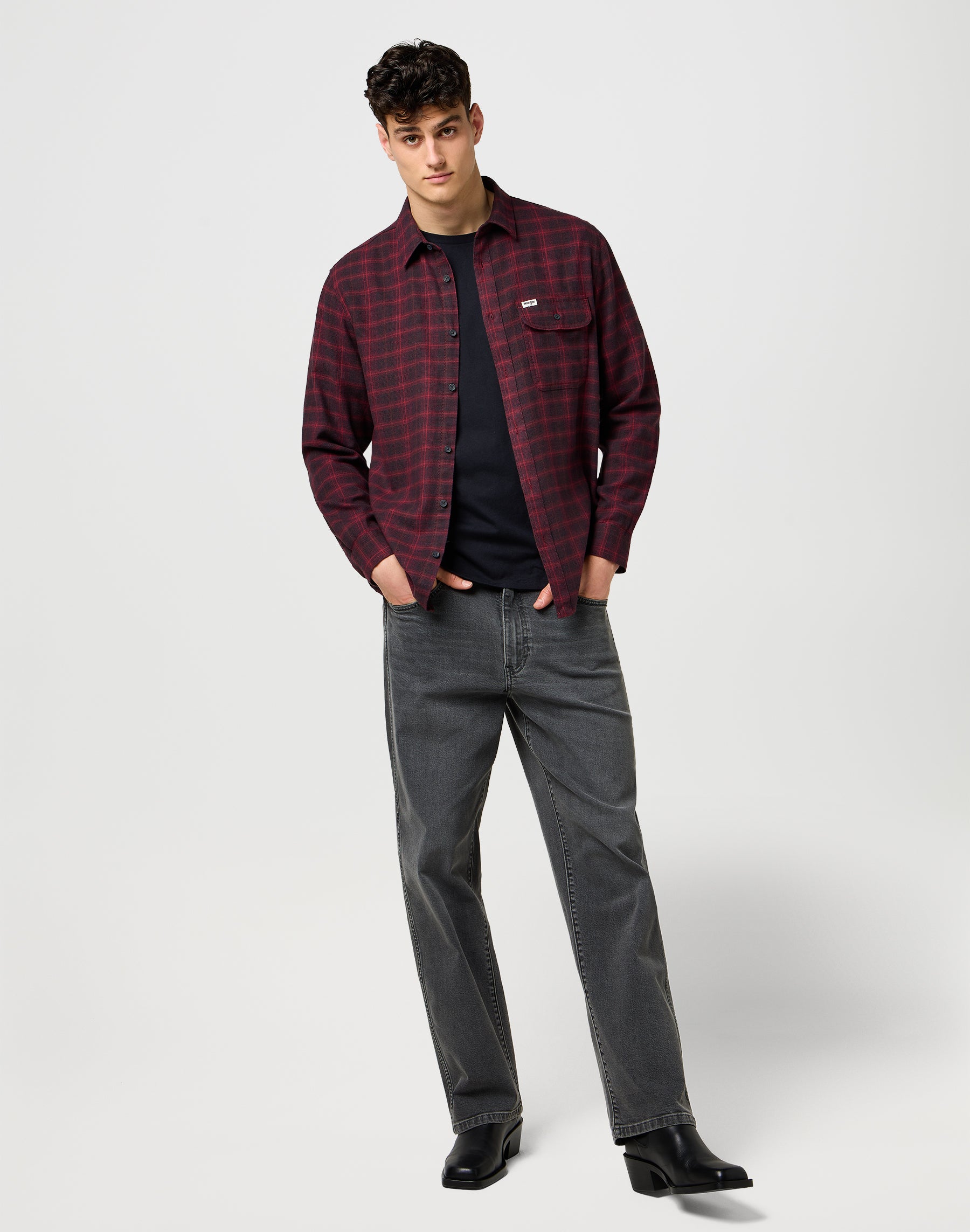 Camicia di flanella da 1 pkt in nero Camicie da vino Wrangler