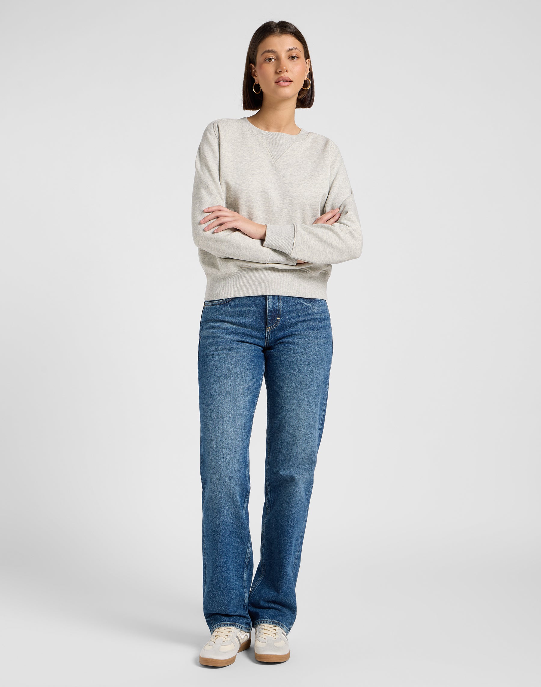 Felpa Raglan Crew Sws in grigio Heather Lee