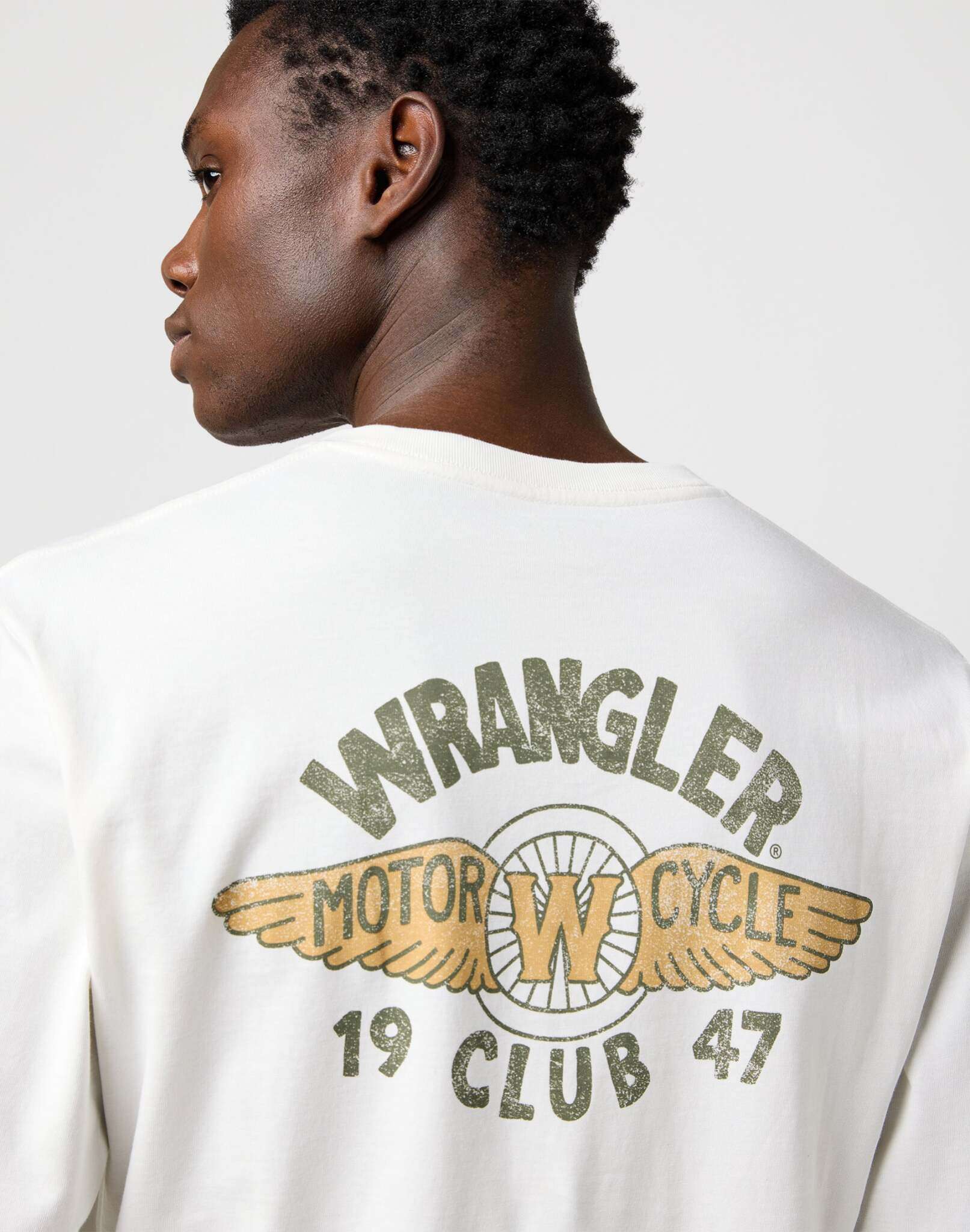 Ls Americana Tee in Bianco Usato Magliette Wrangler