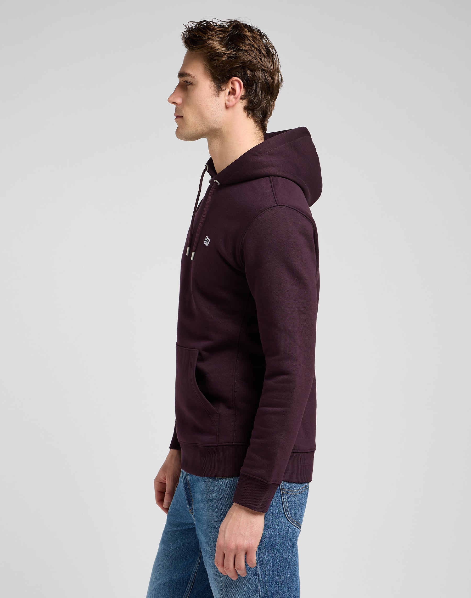 Felpa con cappuccio a tinta unita in Deep Wine Hoodie Lee
