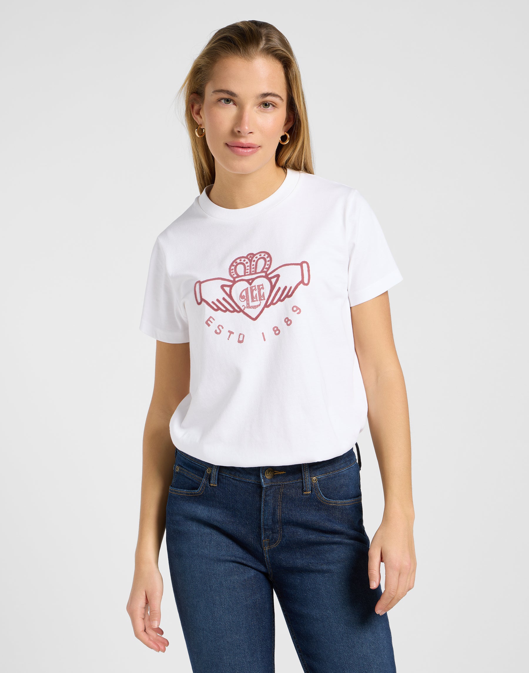 Maglietta grafica piccola 1 in Ecru T-Shirt Lee