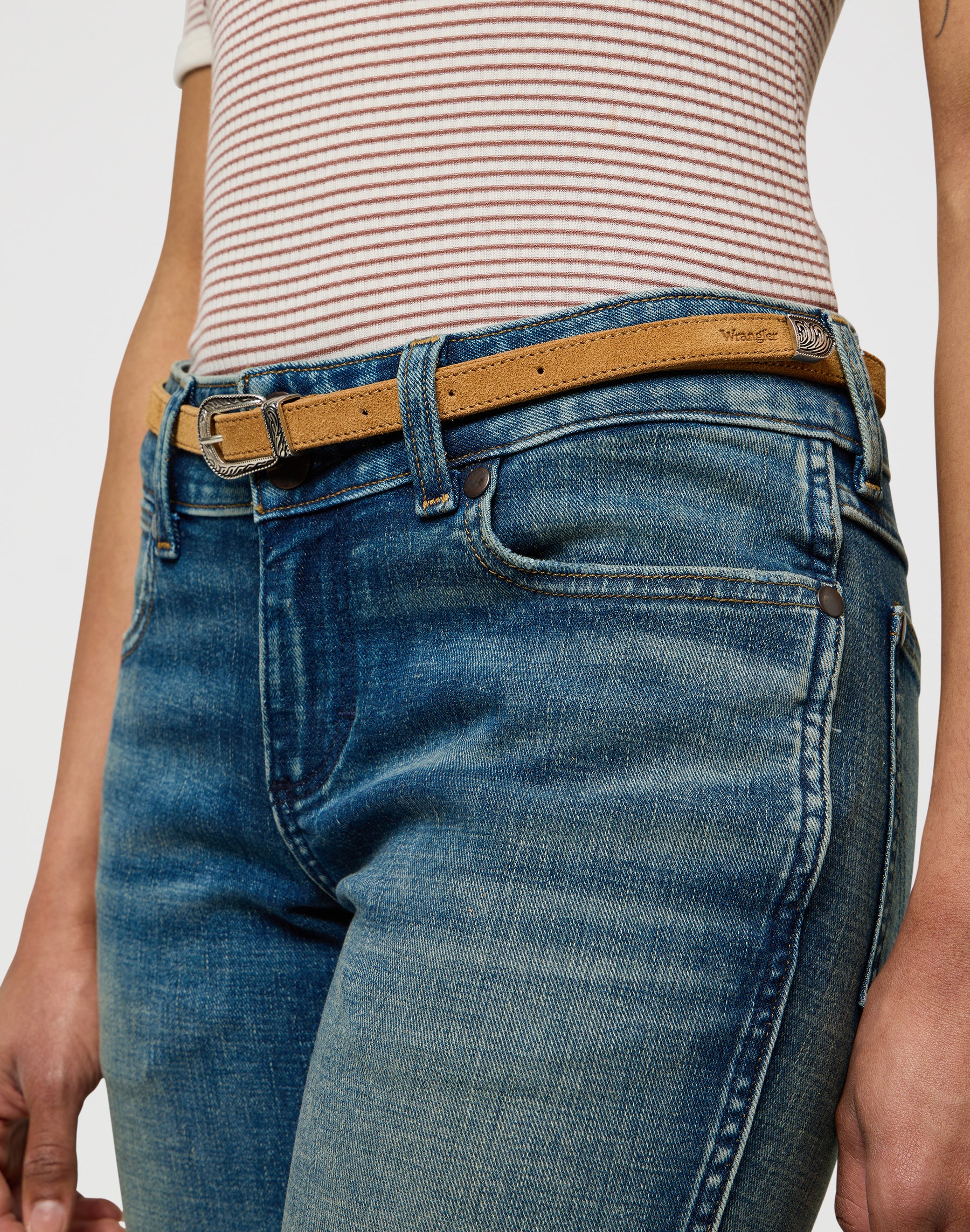 Cintura Western sottile in cammello Cintura Wrangler