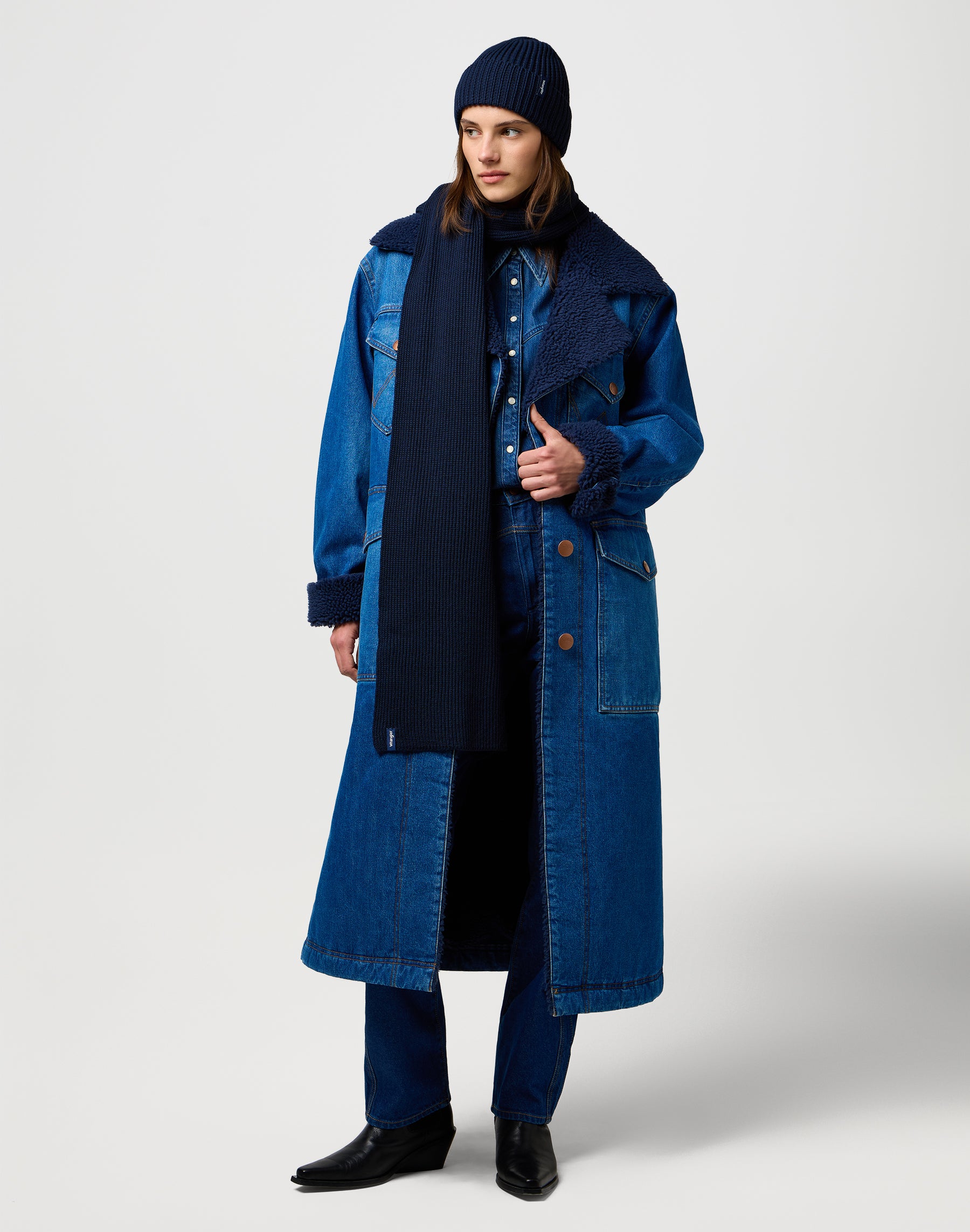Set di sciarpe e berretti in Marina scuro Sciarpe Wrangler