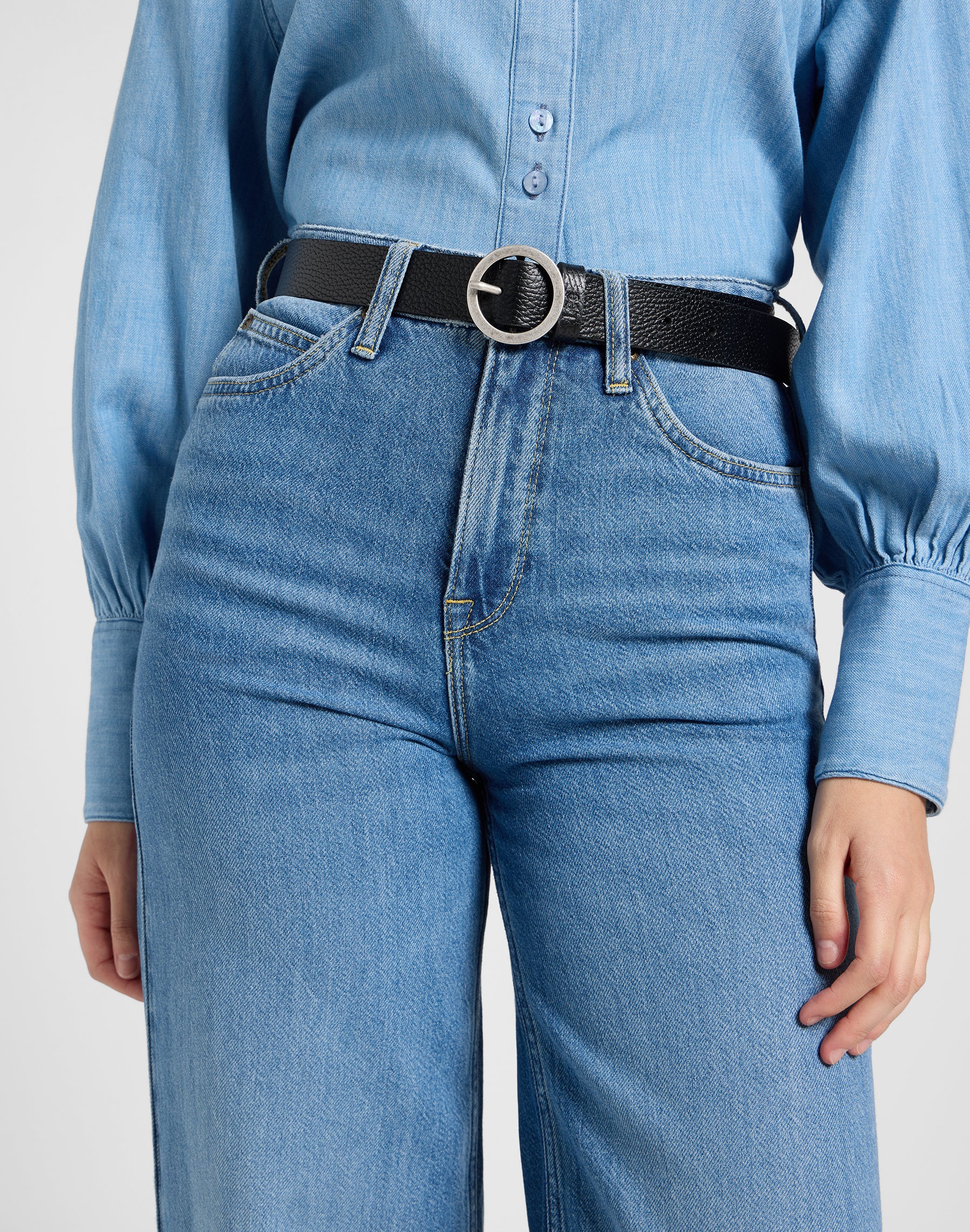 Cintura con fibbia rotonda in nero Belt Lee