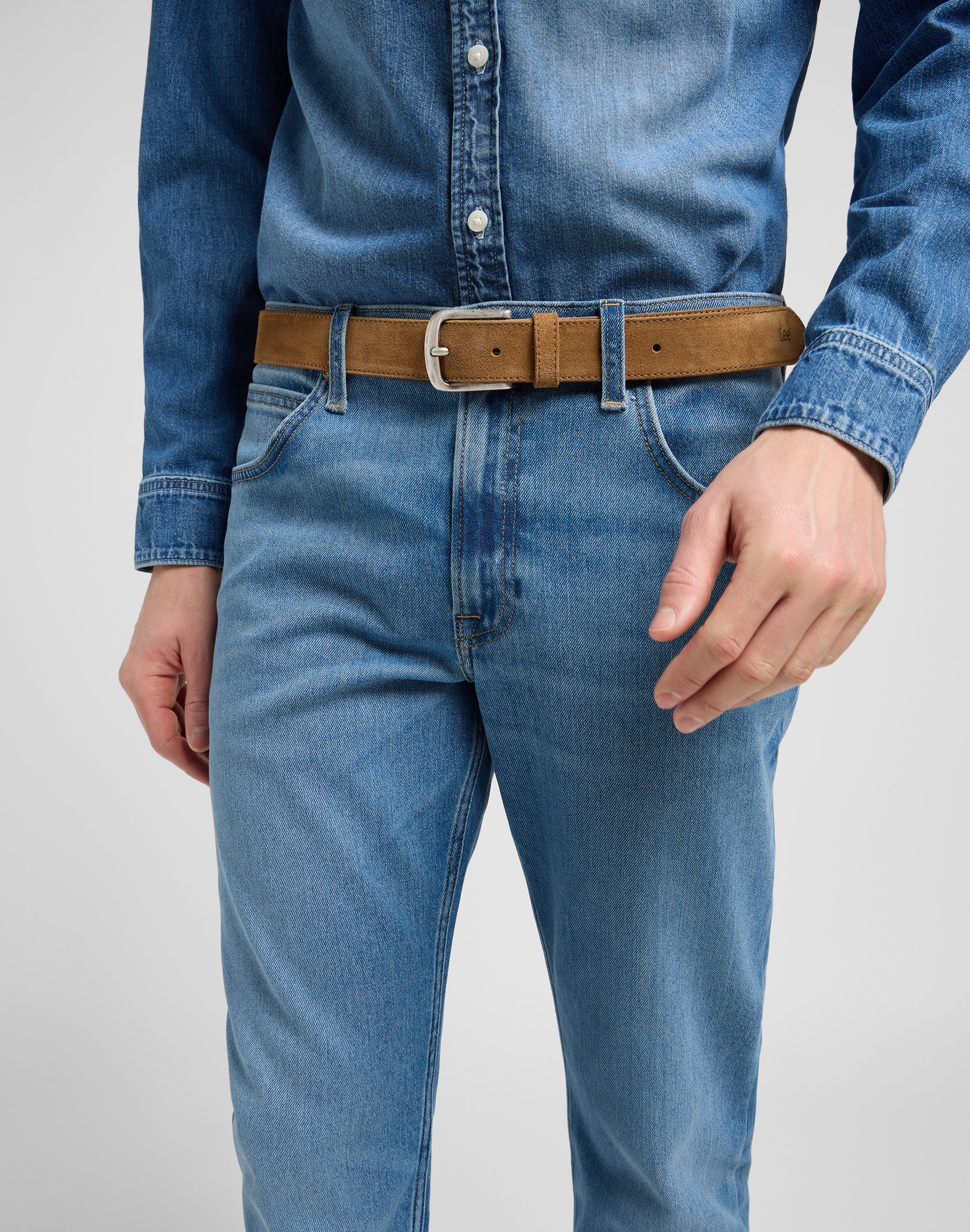 Cintura in pelle scamosciata in Khaki Belt Lee