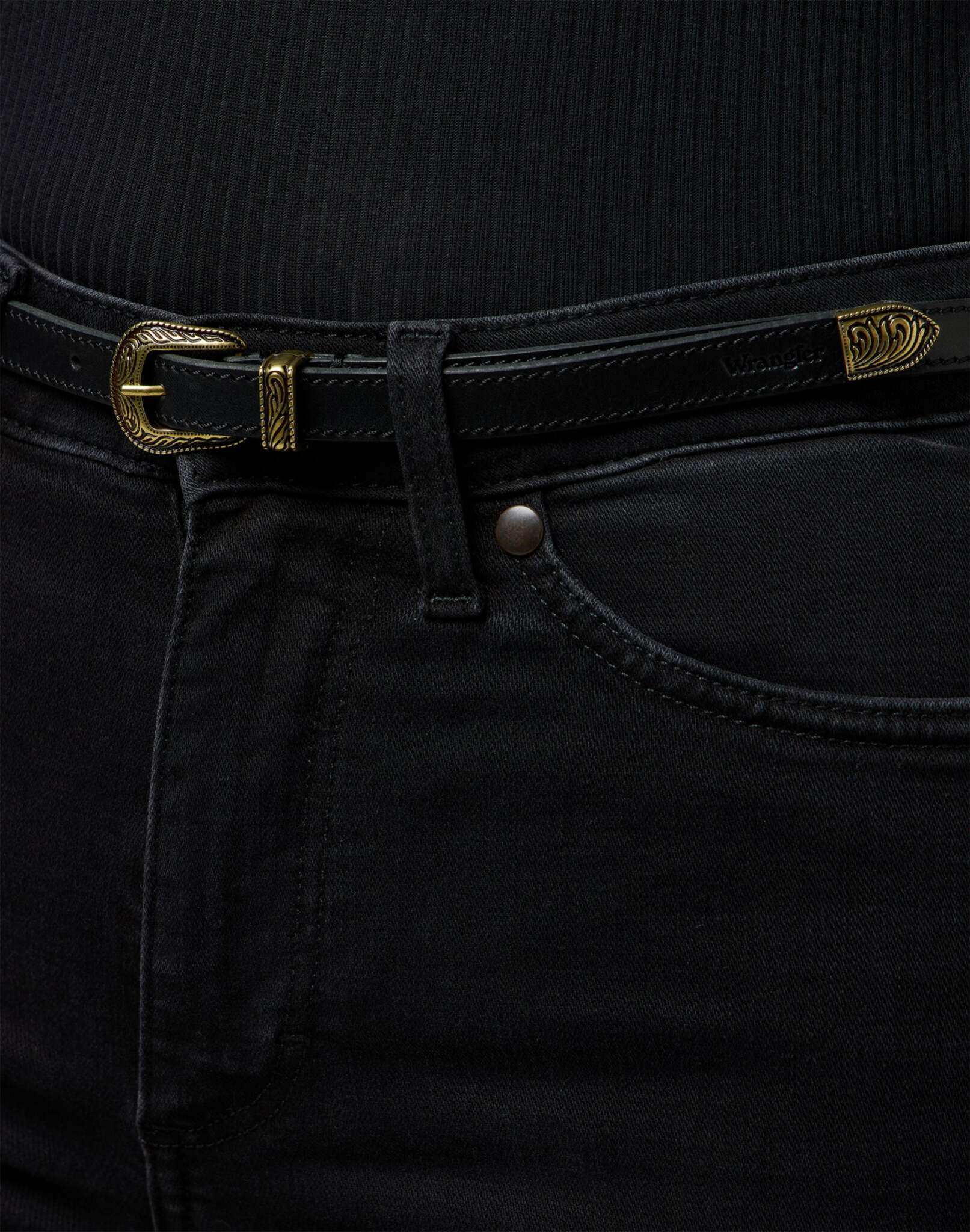 Cintura Western sottile in nero Cintura Wrangler