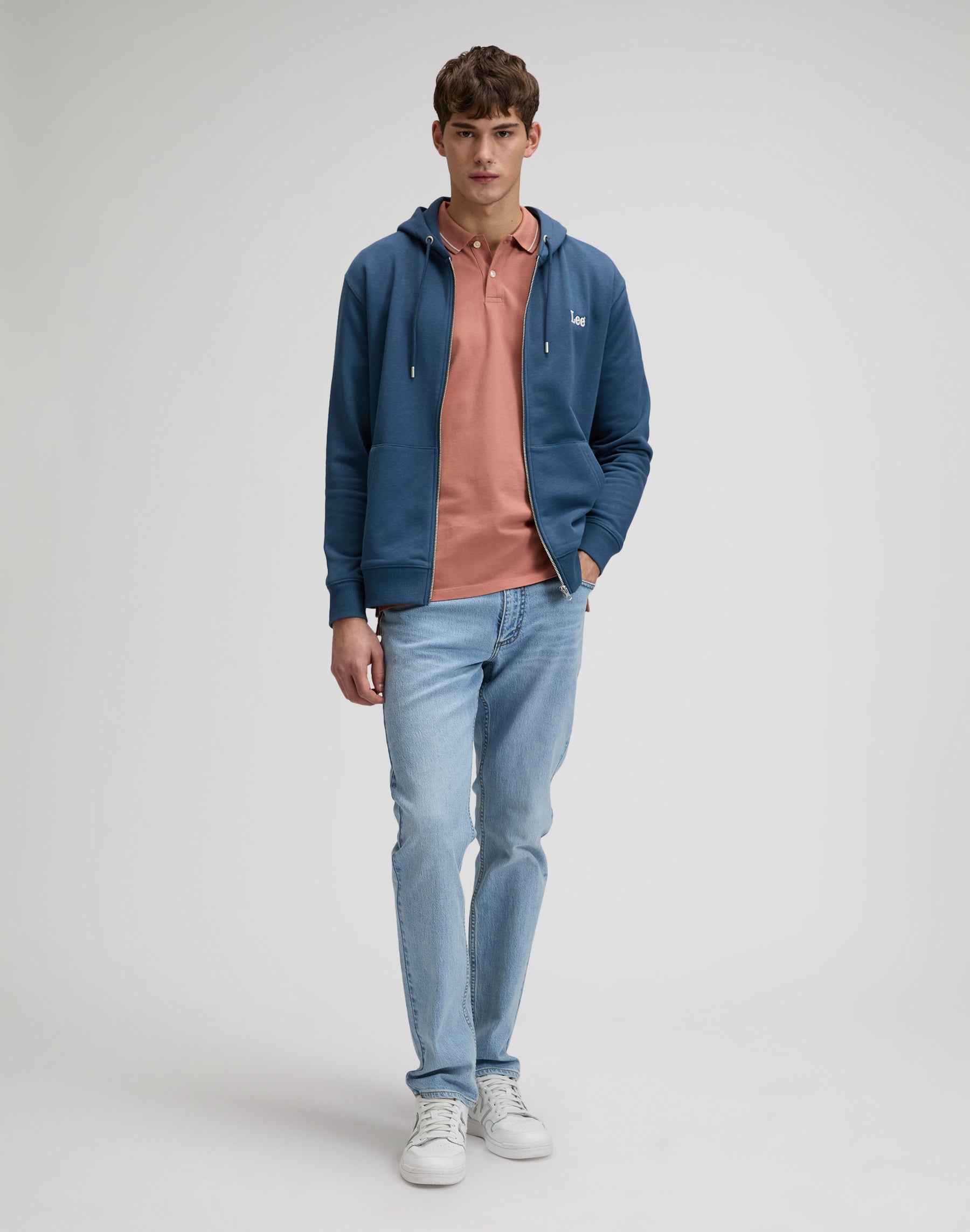 Felpa con cappuccio Ess Lee Zip in blu accademia