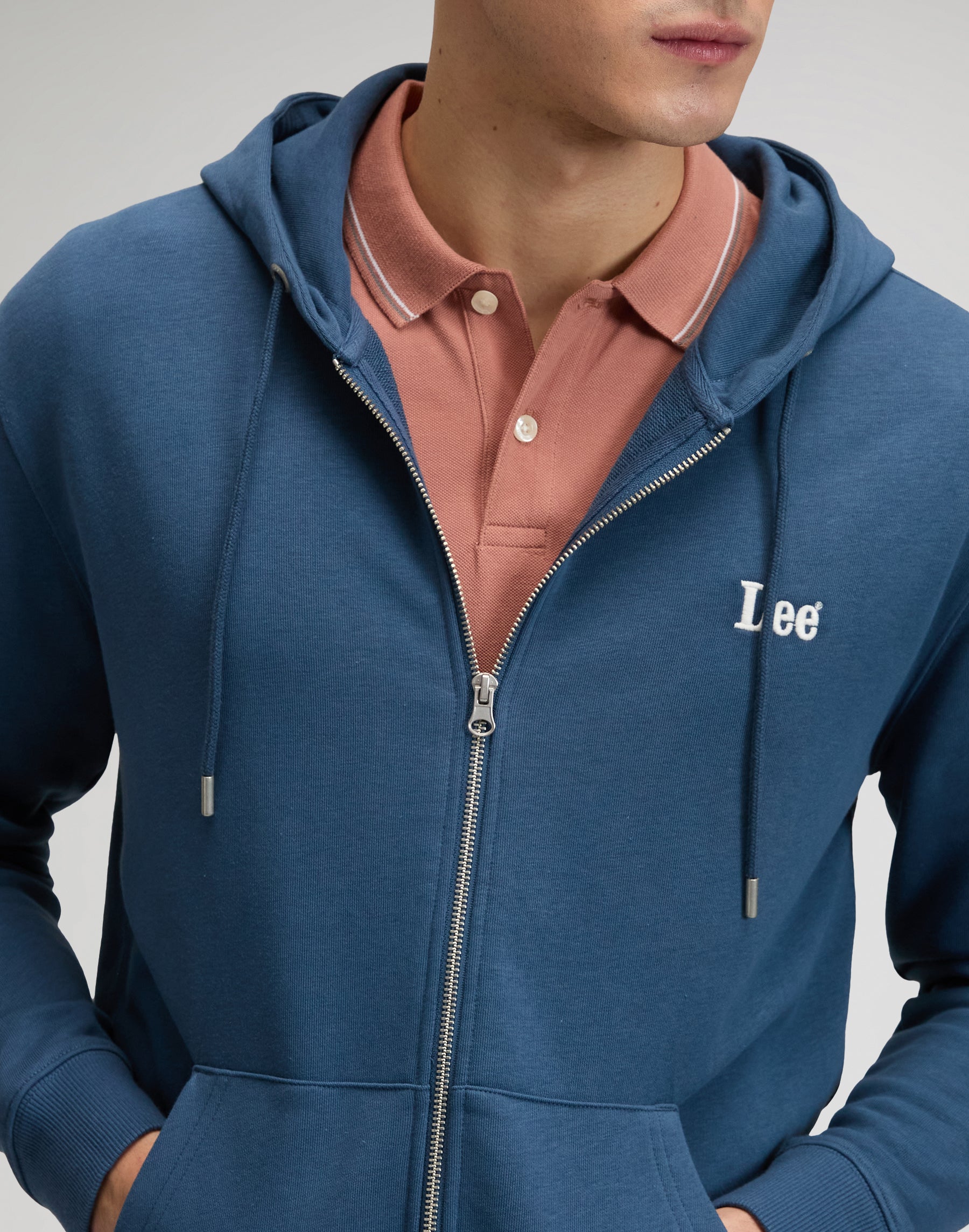 Felpa con cappuccio Ess Lee Zip in blu accademia