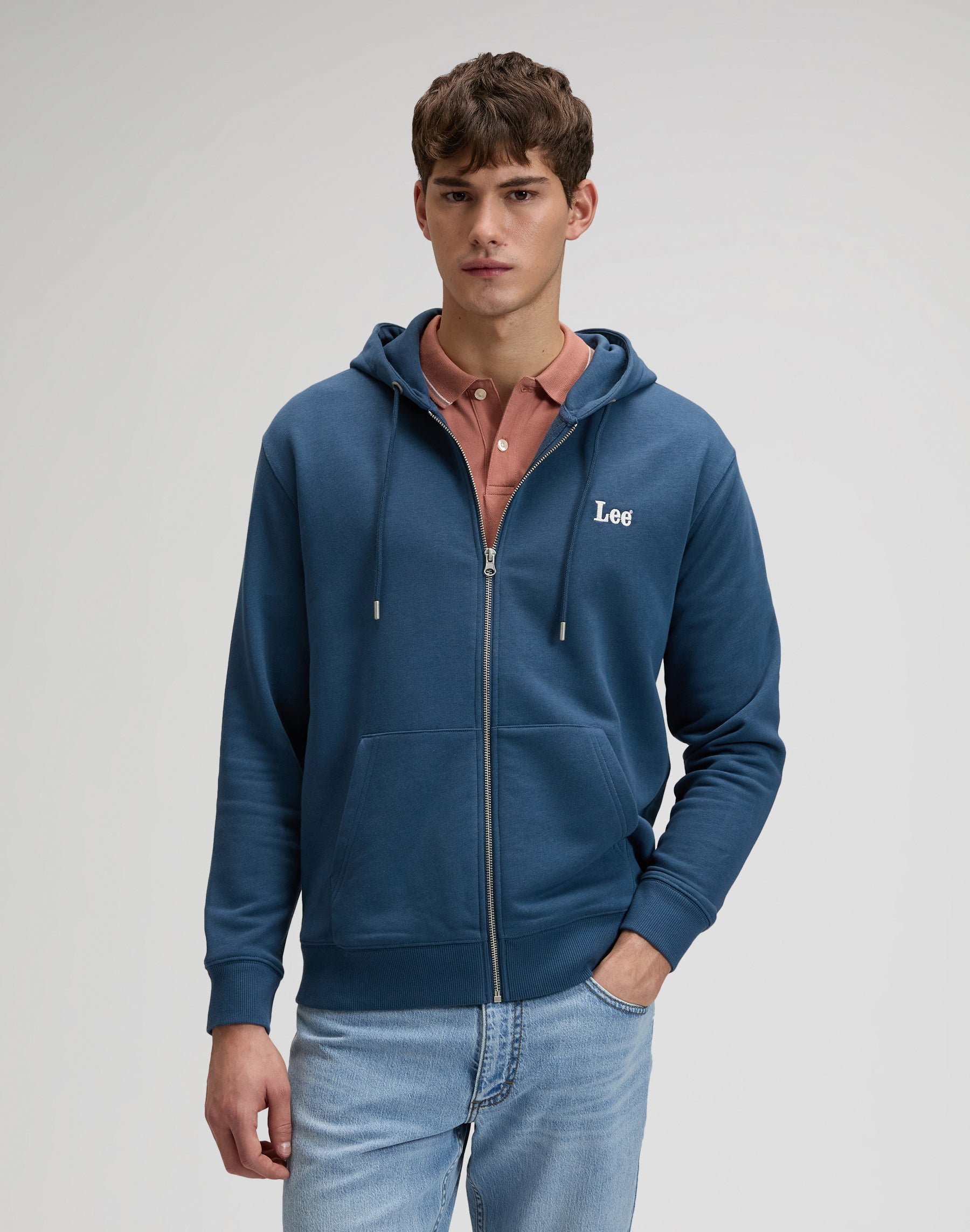 Felpa con cappuccio Ess Lee Zip in blu accademia