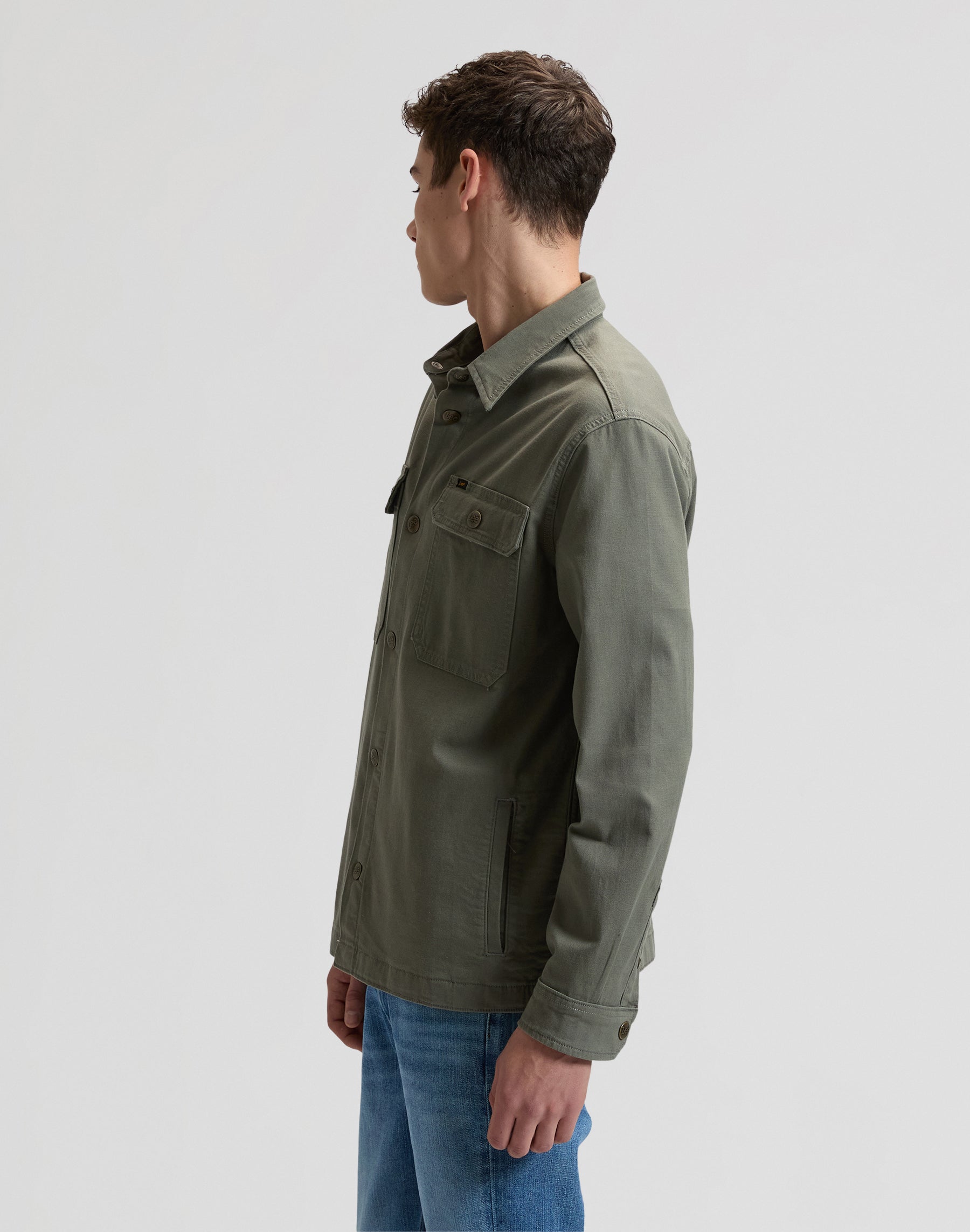 Camicia oversize a 2 tasche in Lichen Olive Camicie Lee
