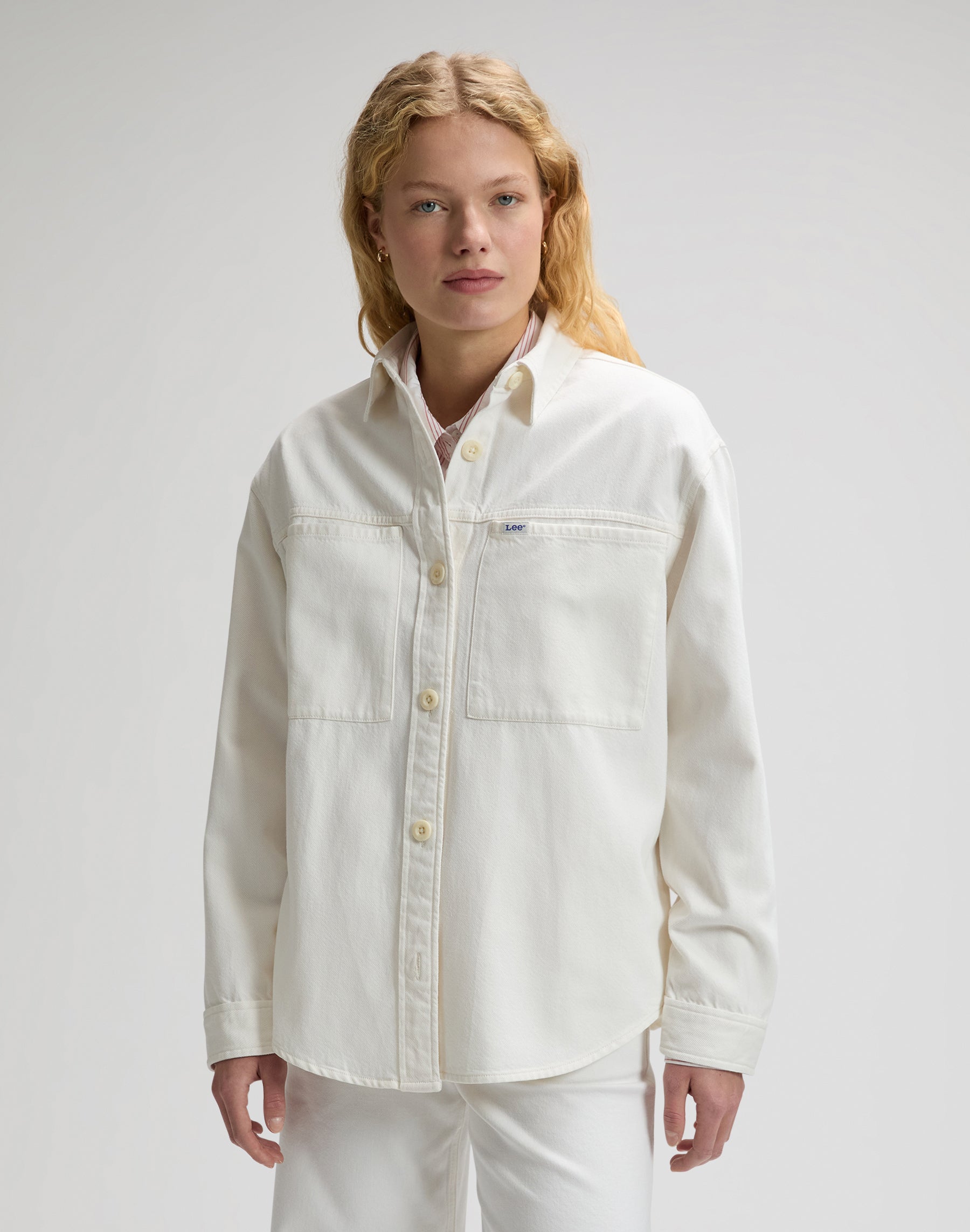 Camicia Utility Overshirt in Powder White Camicie Lee