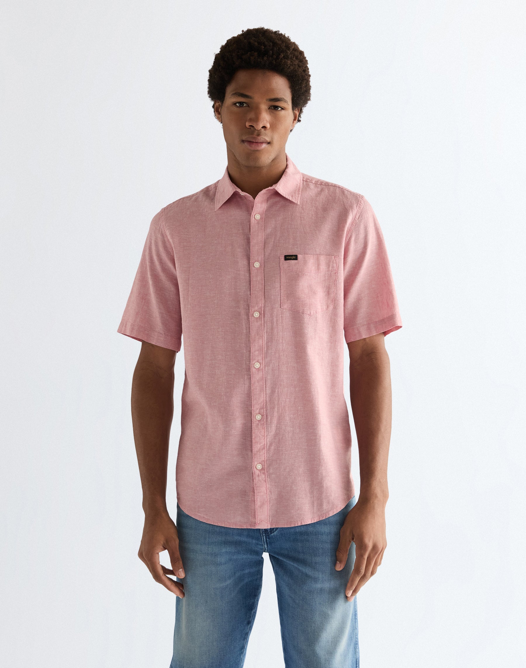 Camicia a maniche corte con 1 taschino in rosa antico Camicie Wrangler