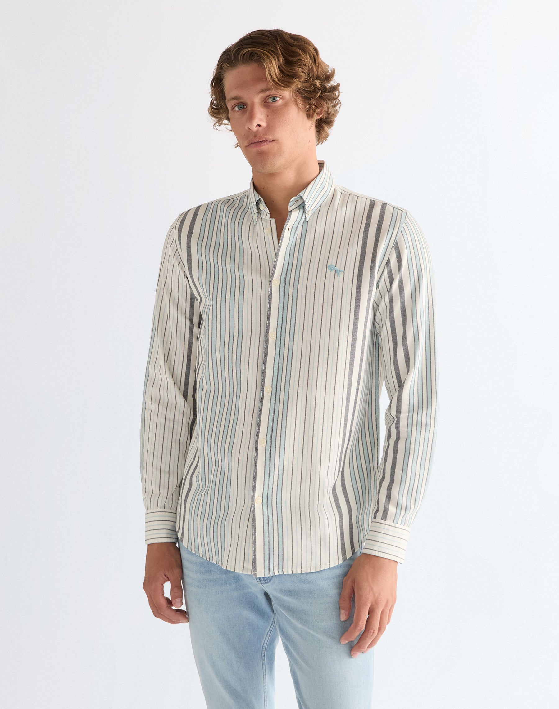 Camicia Oxford in bianco blu Camicie Wrangler