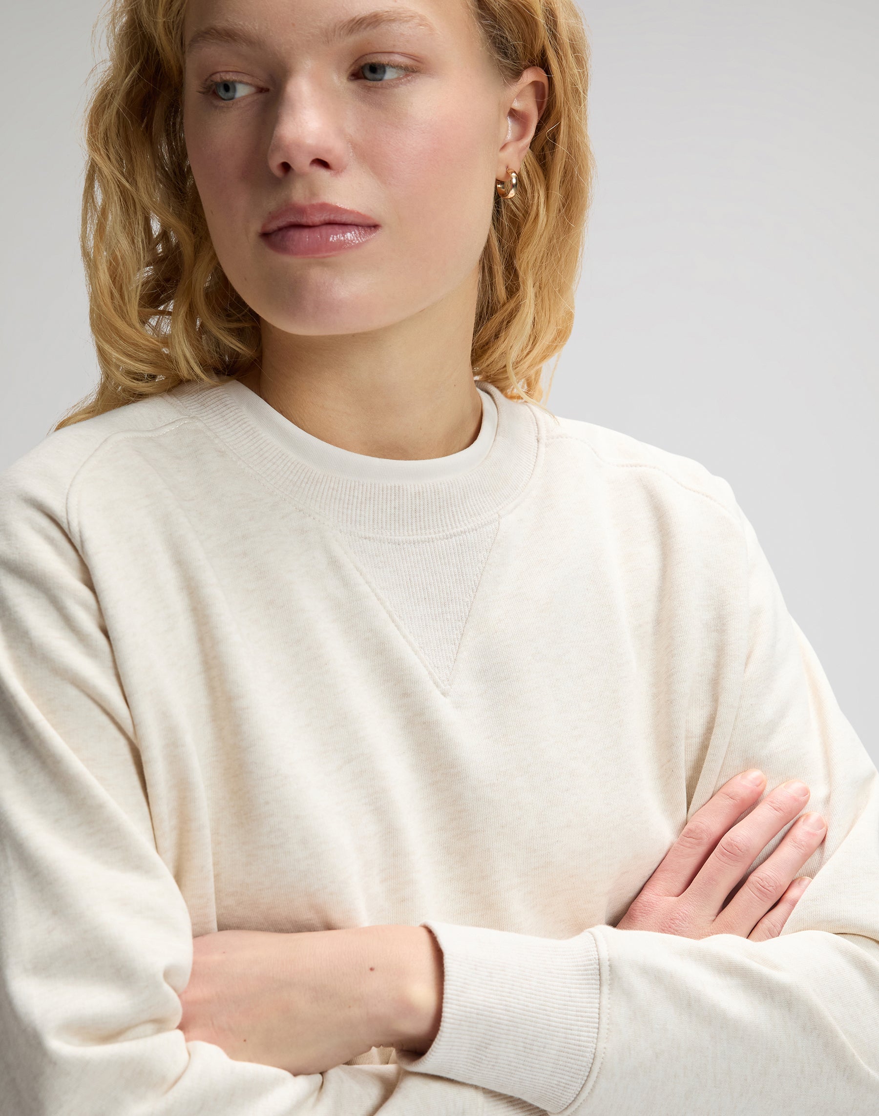 Felpa Raglan Crew in Ecru Heather