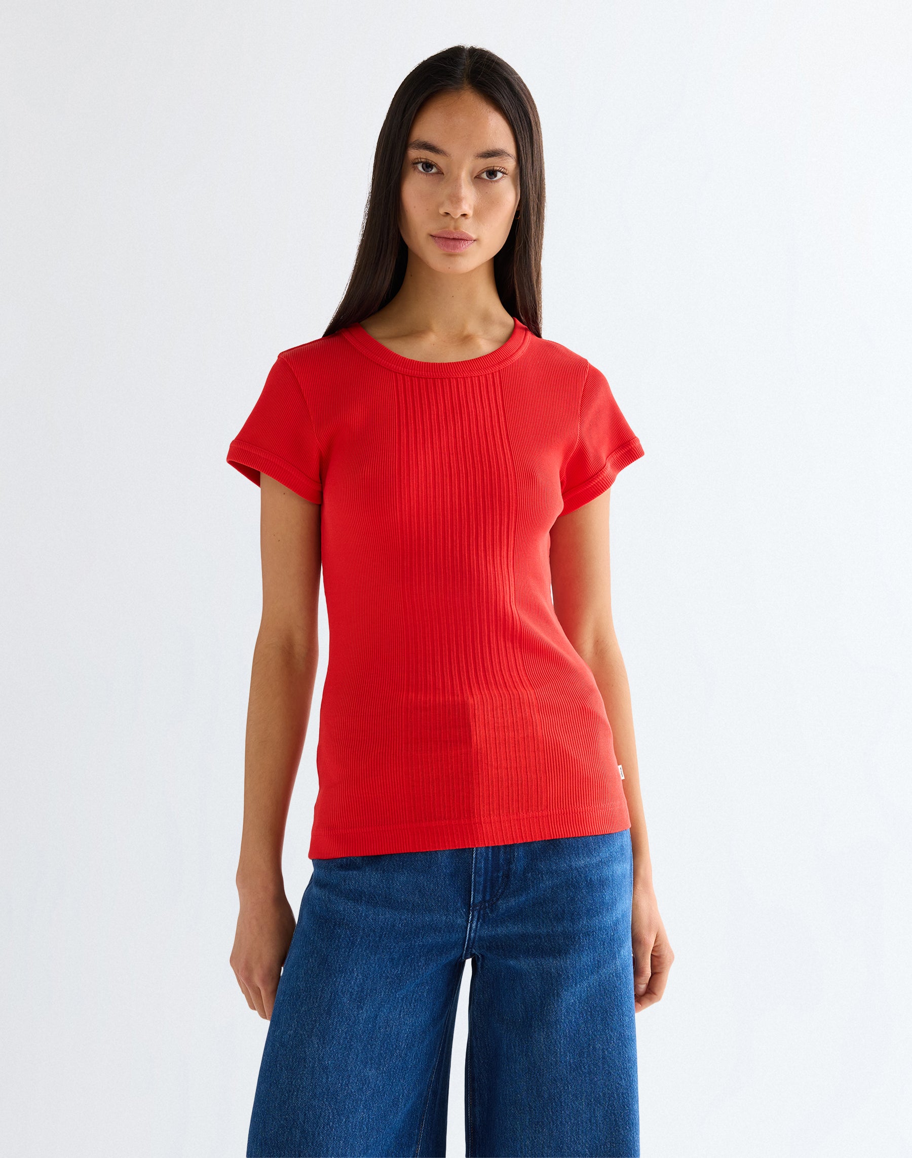 Camicia con costine a cappuccio in rosso fiamma