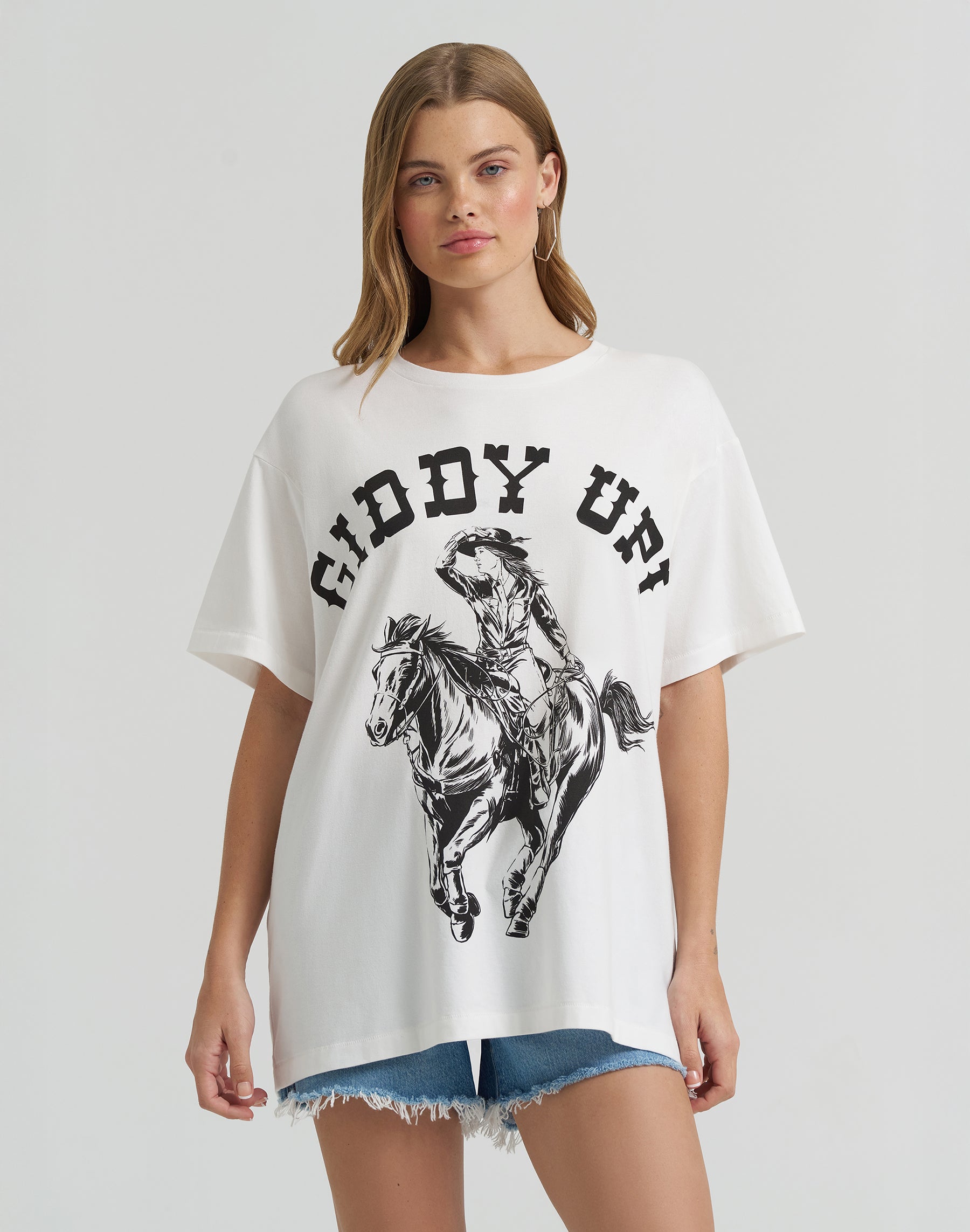 Maglietta Giddy Up in bianco T-shirt Wrangler