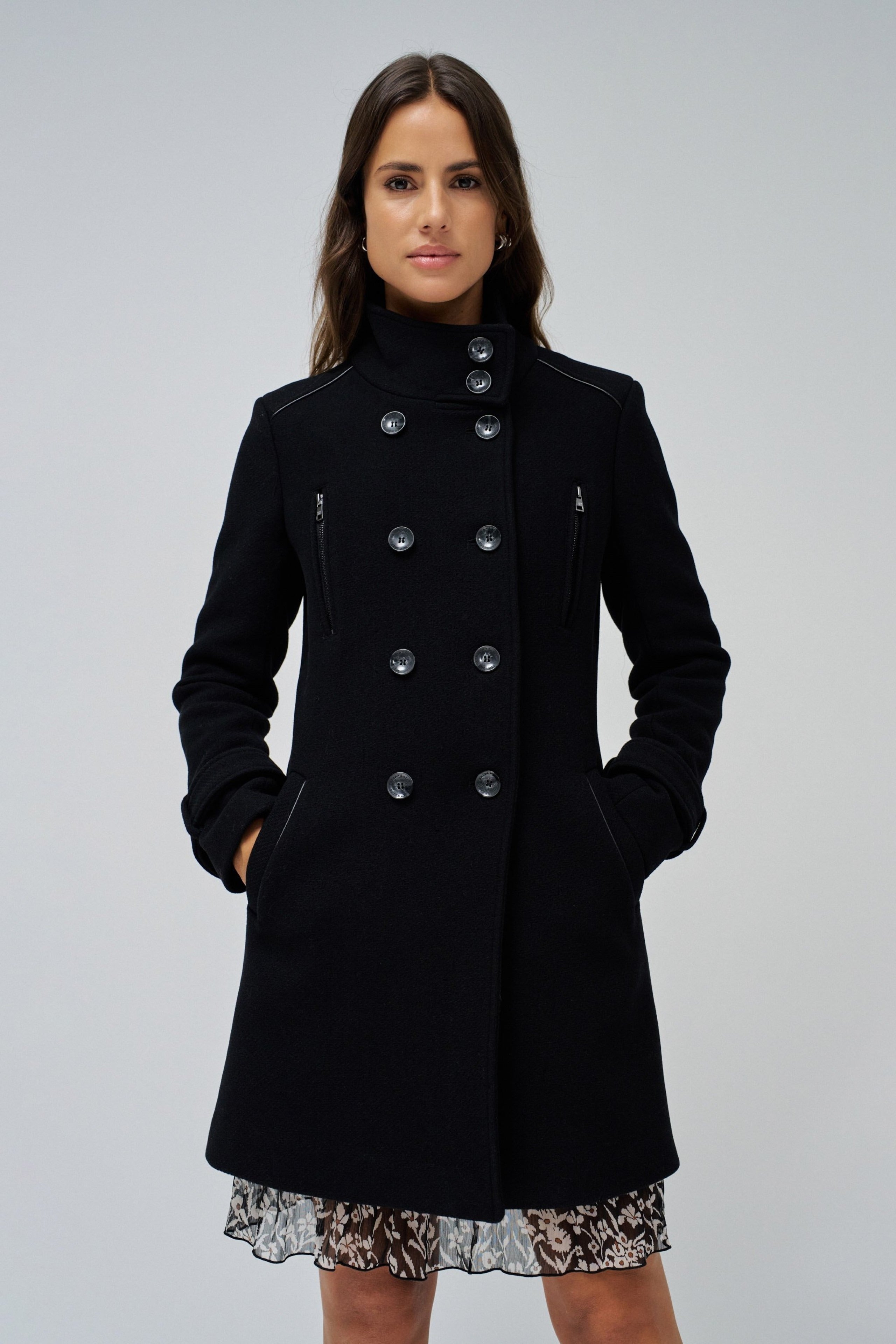 Cappotto lungo in lana Grace in nero Salsa Jeans