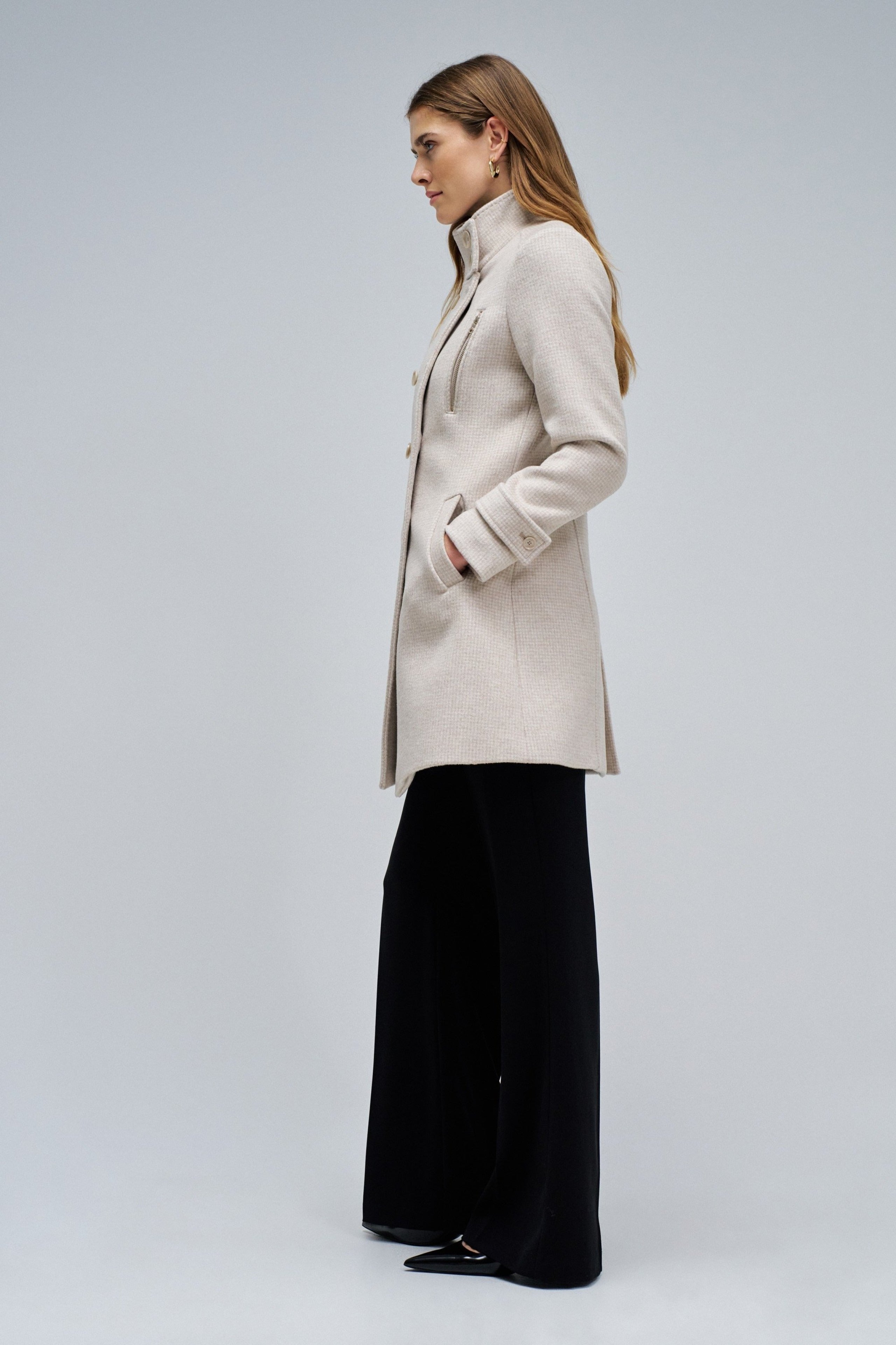 Cappotto lungo in lana Grace in beige chiaro V1 Giacche Salsa Jeans
